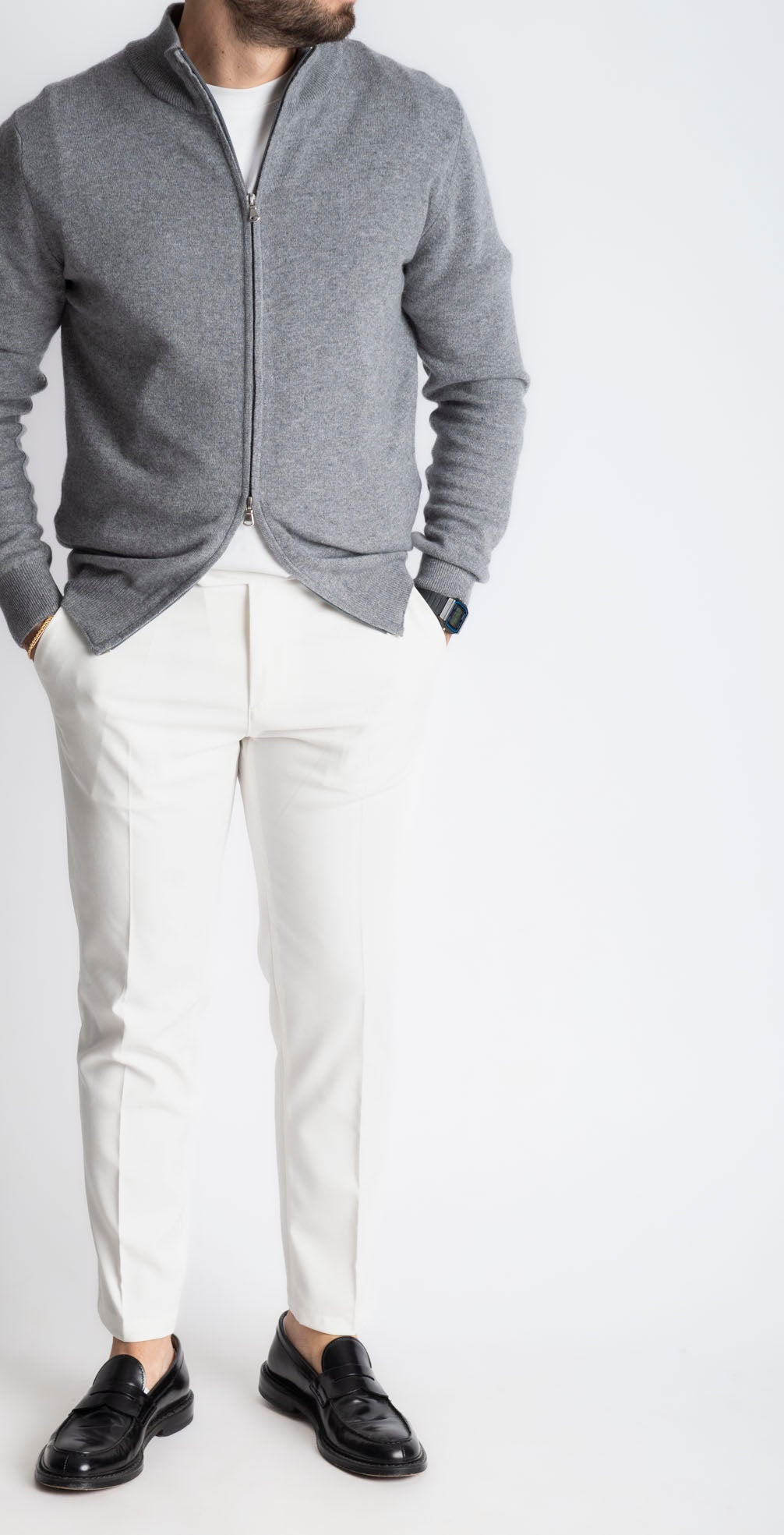 Maglioncino Full Zip Cashmere Grigio - SEASON LAB
