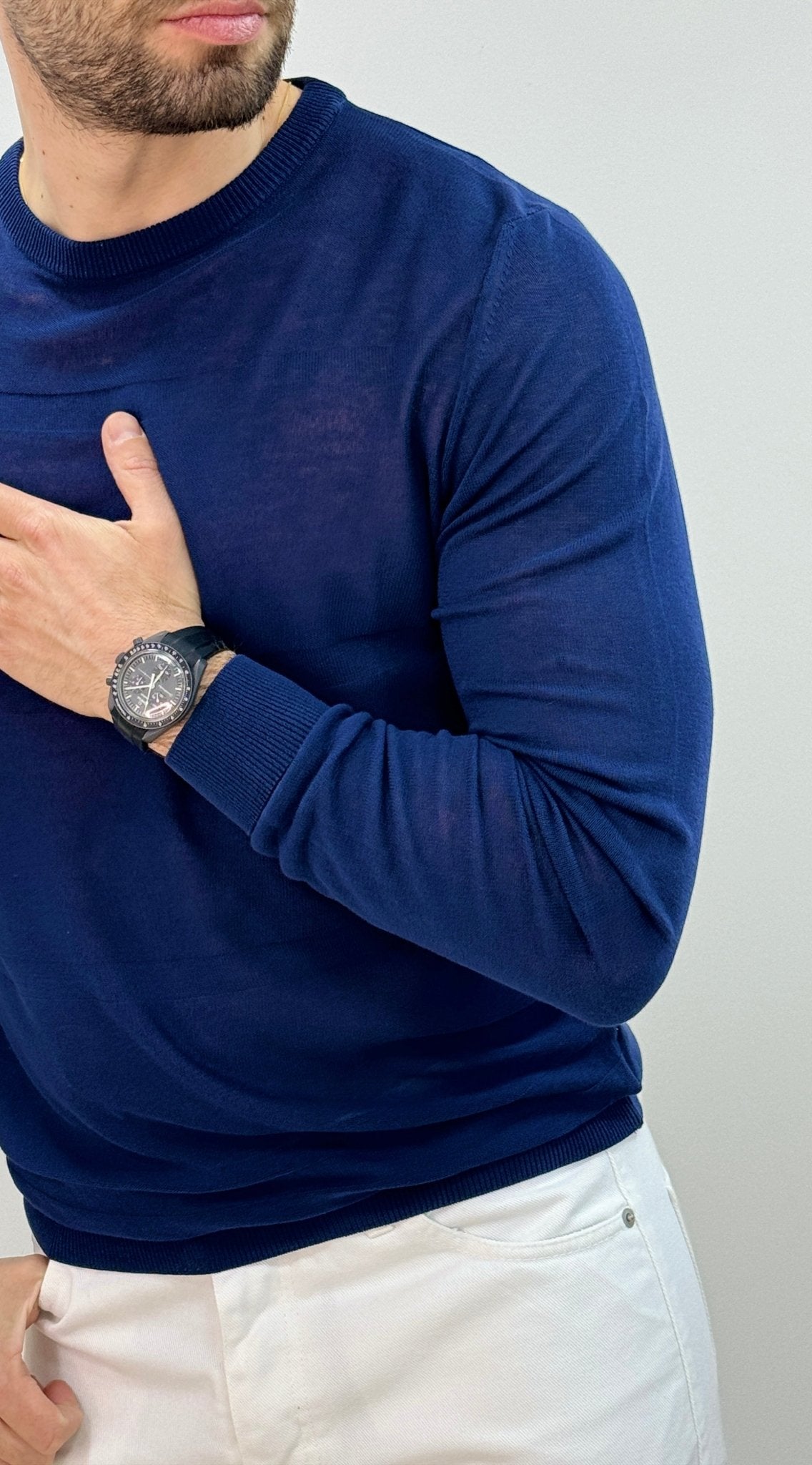 Maglioncino In Filo Uomo Con Motivo Blu - SEASON LAB