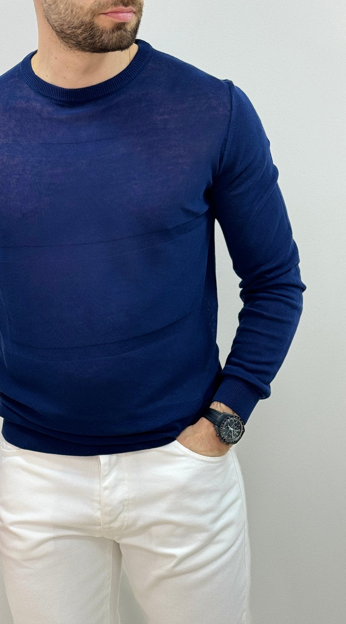 Maglioncino In Filo Uomo Con Motivo Blu - SEASON LAB