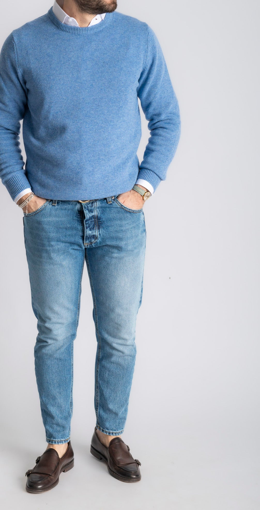 Maglione Girocollo In Lana Celeste - SEASON LAB