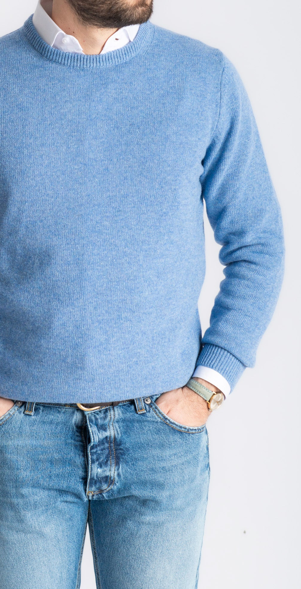 Maglione Girocollo In Lana Celeste - SEASON LAB