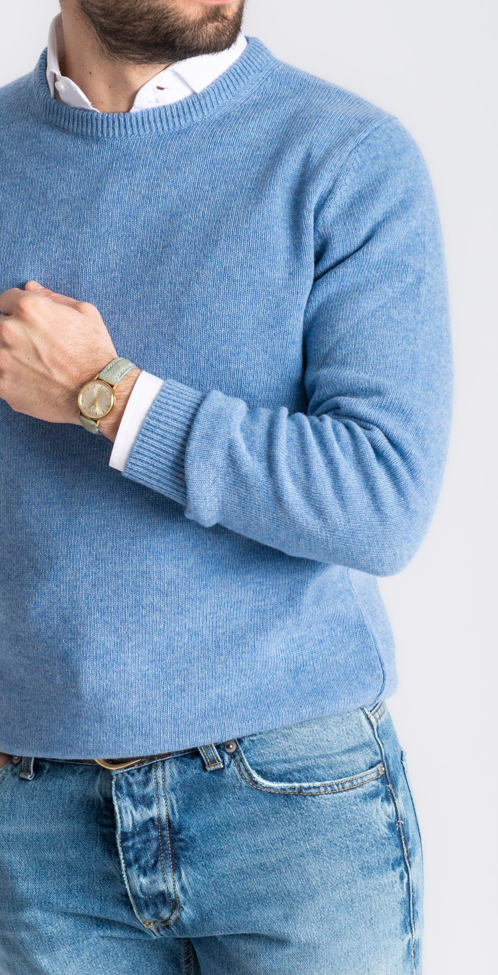 Maglione Girocollo In Lana Celeste - SEASON LAB