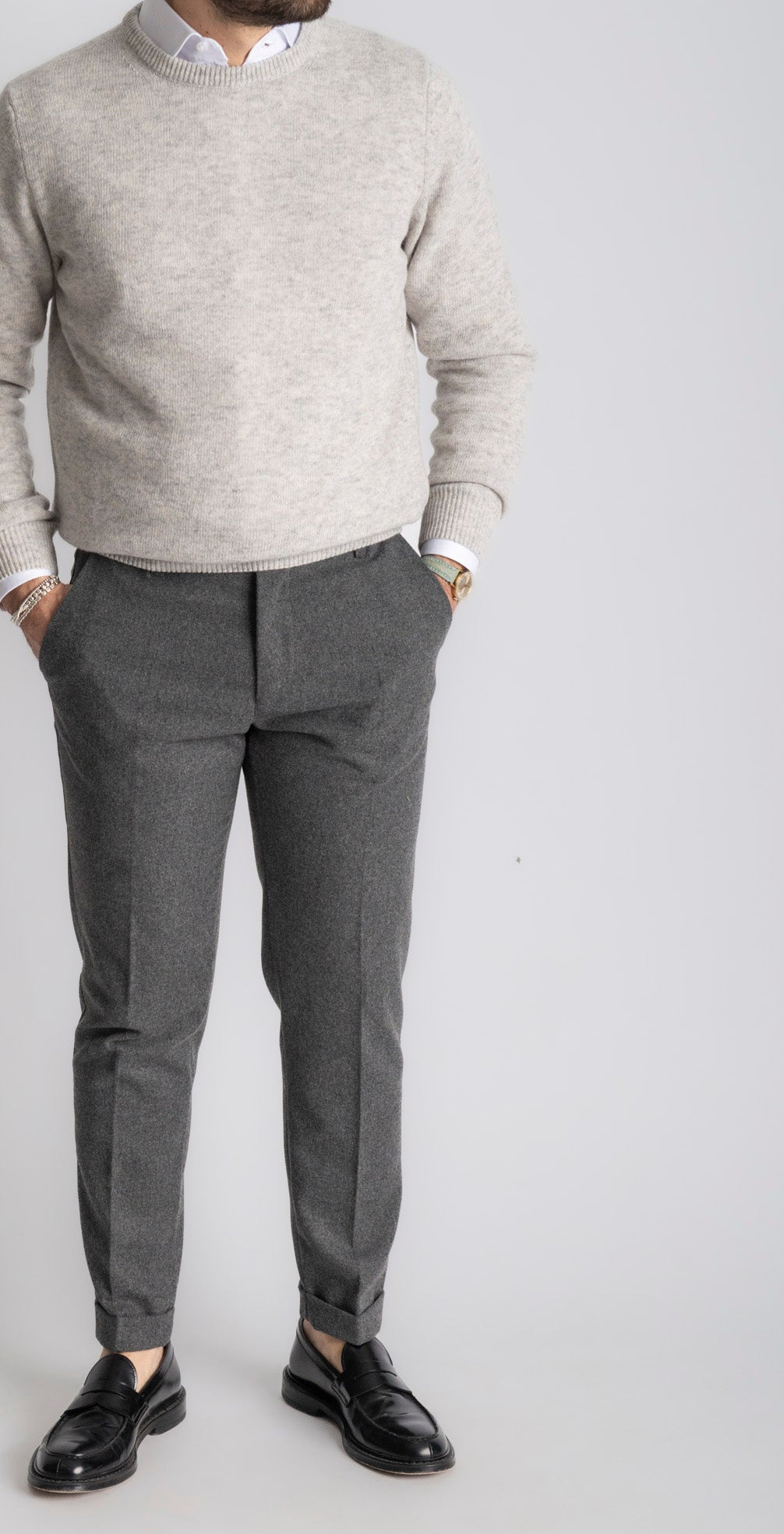 Maglione Girocollo In Lana Grigio Perla - SEASON LAB