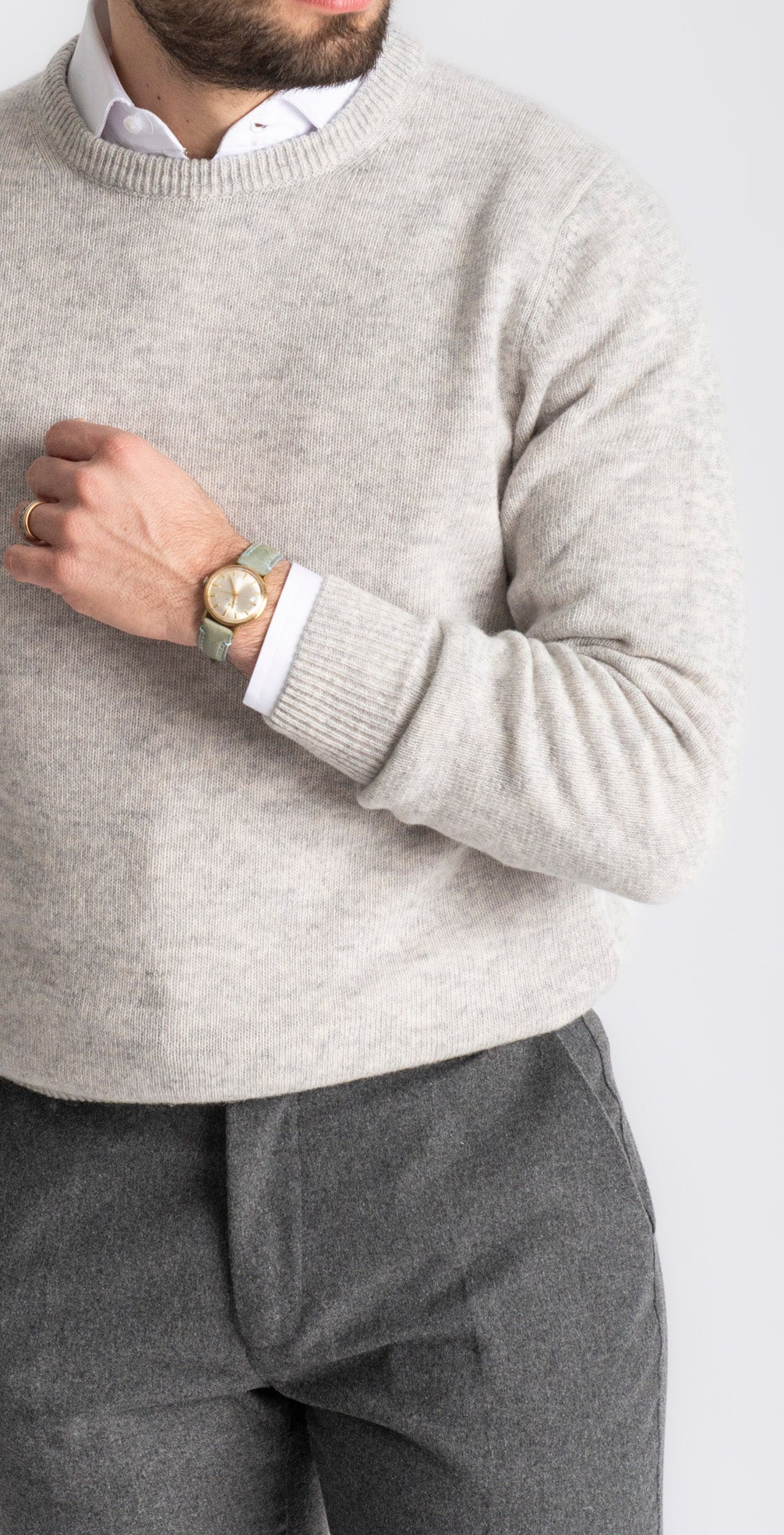 Maglione Girocollo In Lana Grigio Perla - SEASON LAB