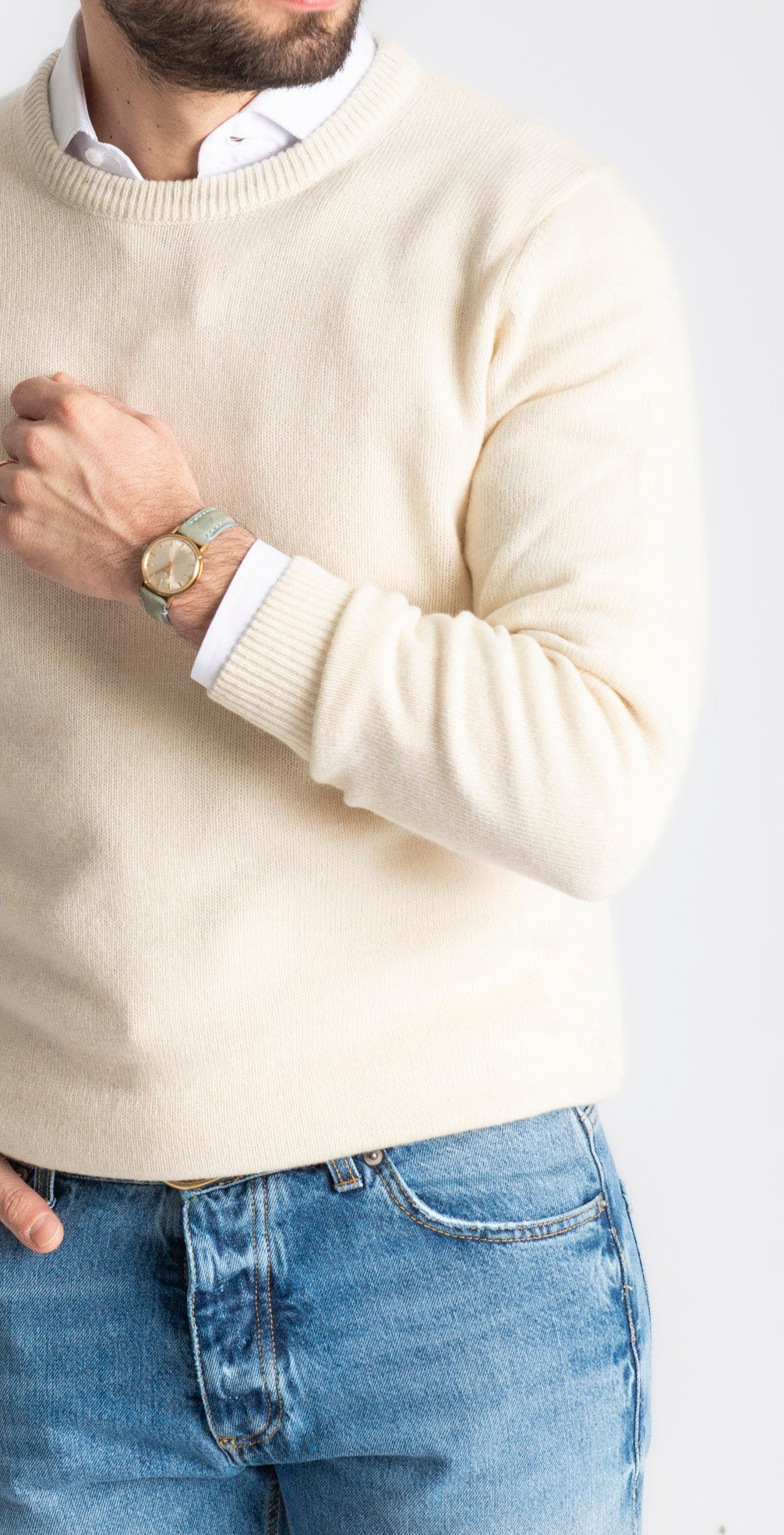 Maglione Girocollo In Lana Panna - SEASON LAB