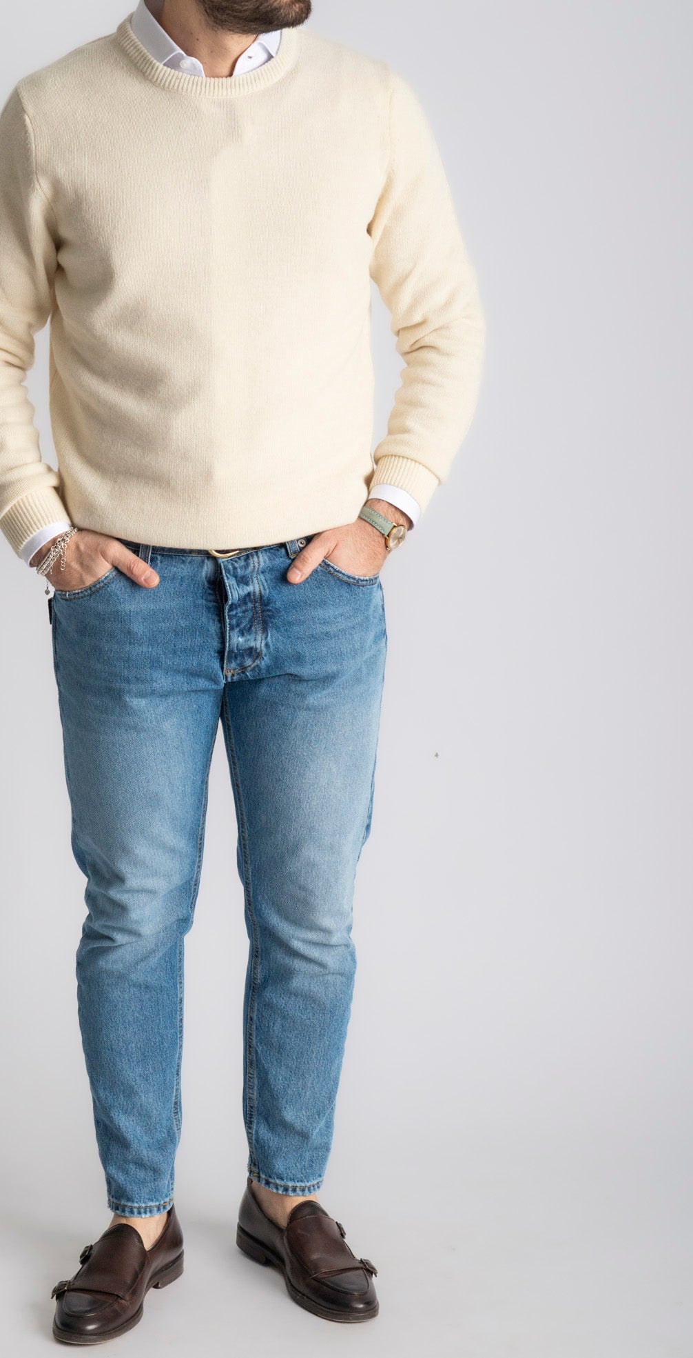 Maglione Girocollo In Lana Panna - SEASON LAB