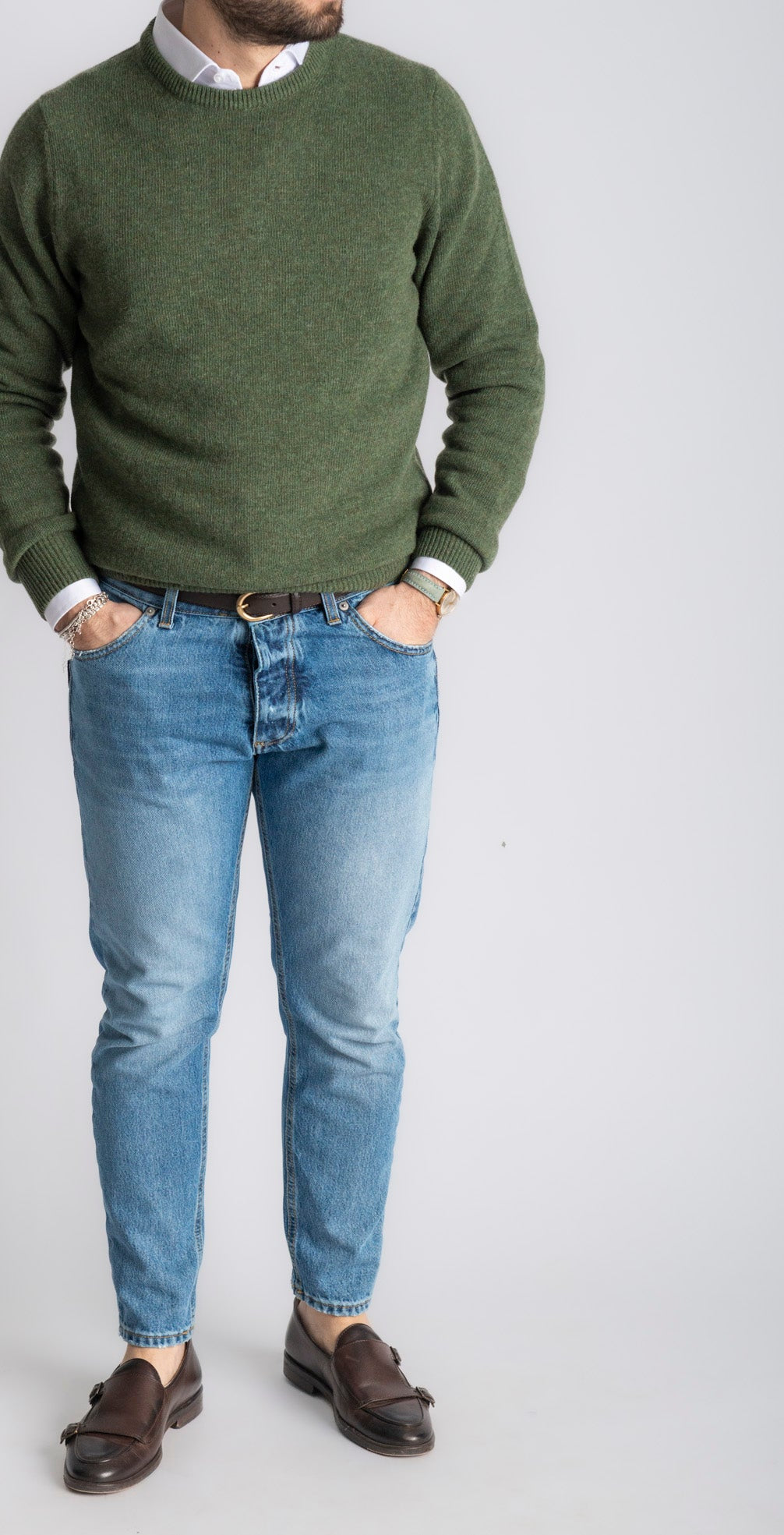 Maglione Girocollo In Lana Verde Muschio - SEASON LAB