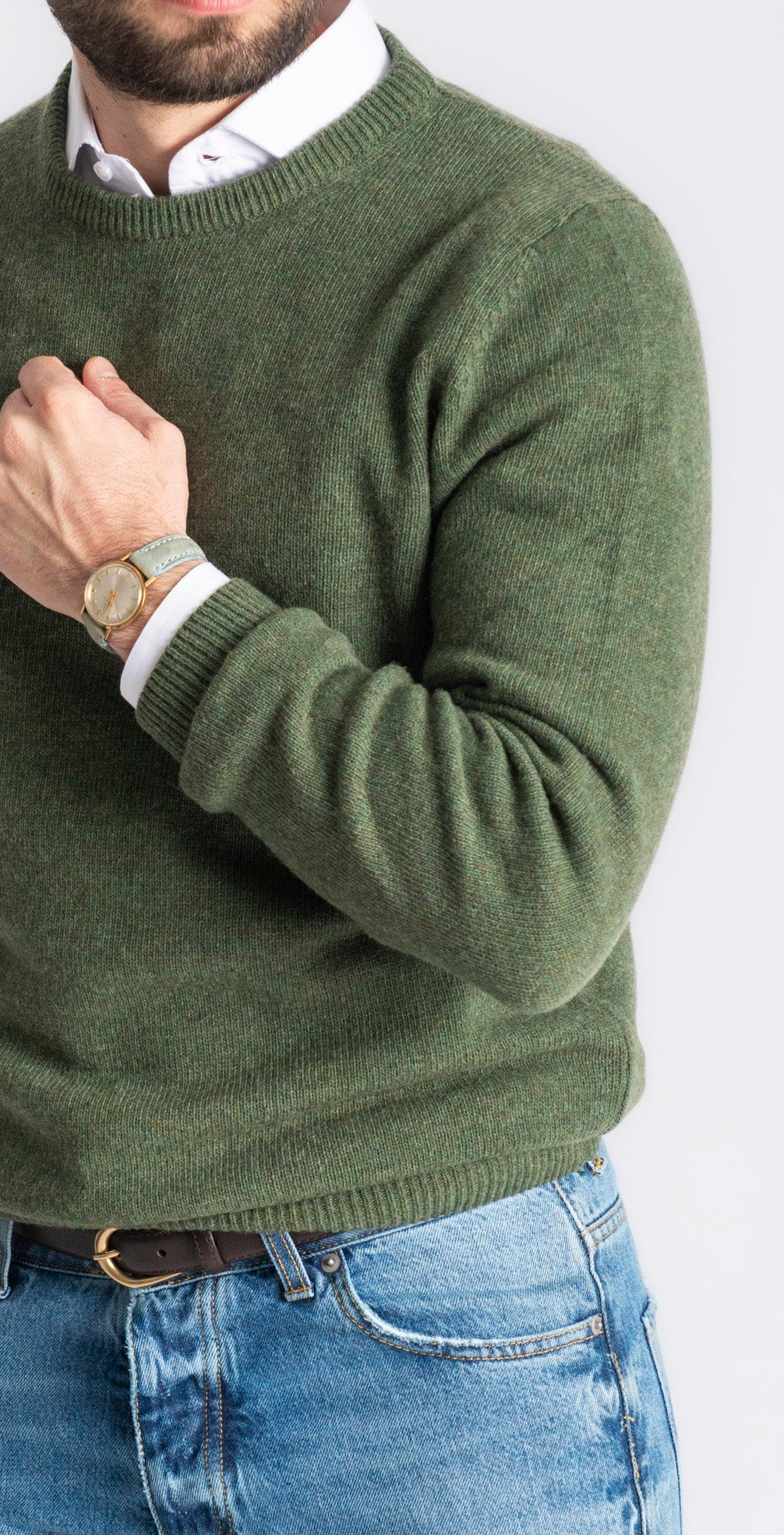 Maglione Girocollo In Lana Verde Muschio - SEASON LAB