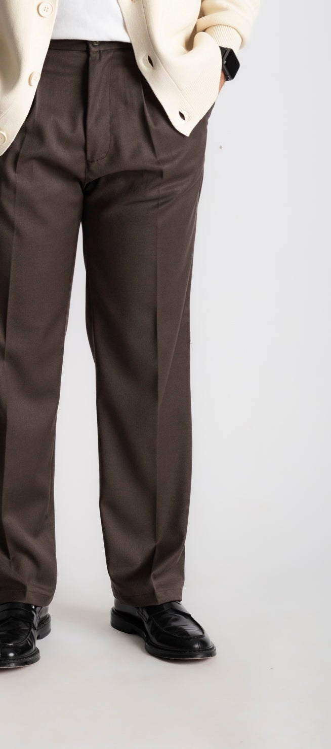Pantalone Classico Vita Alta Fondo Ampio Marrone - SEASON LAB