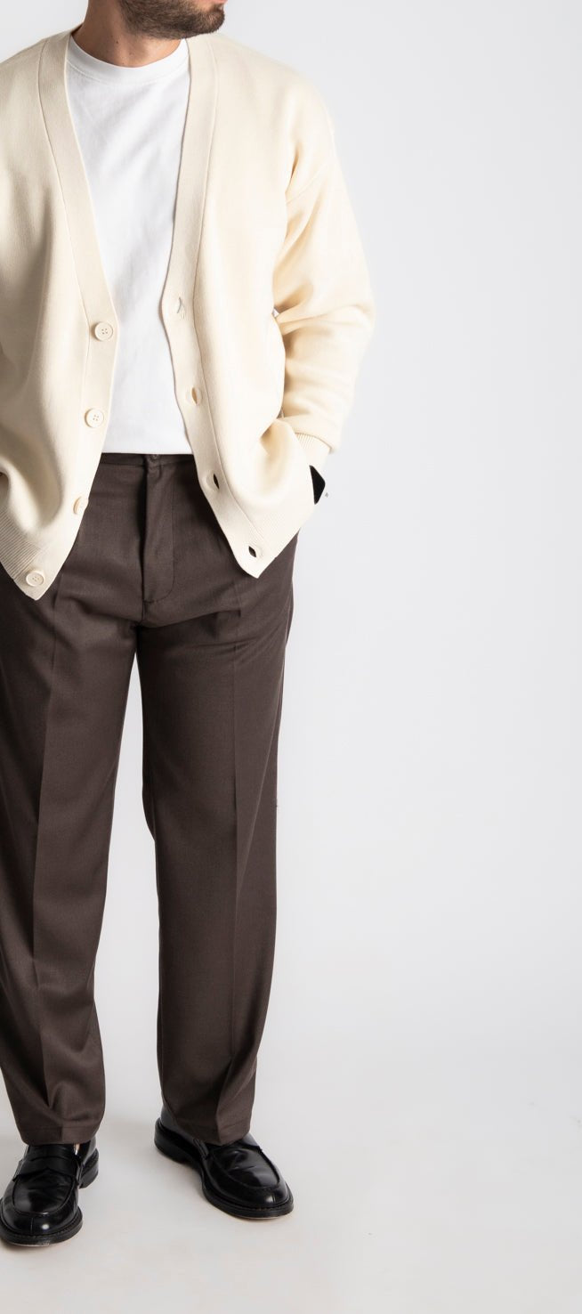 Pantalone Classico Vita Alta Fondo Ampio Marrone - SEASON LAB