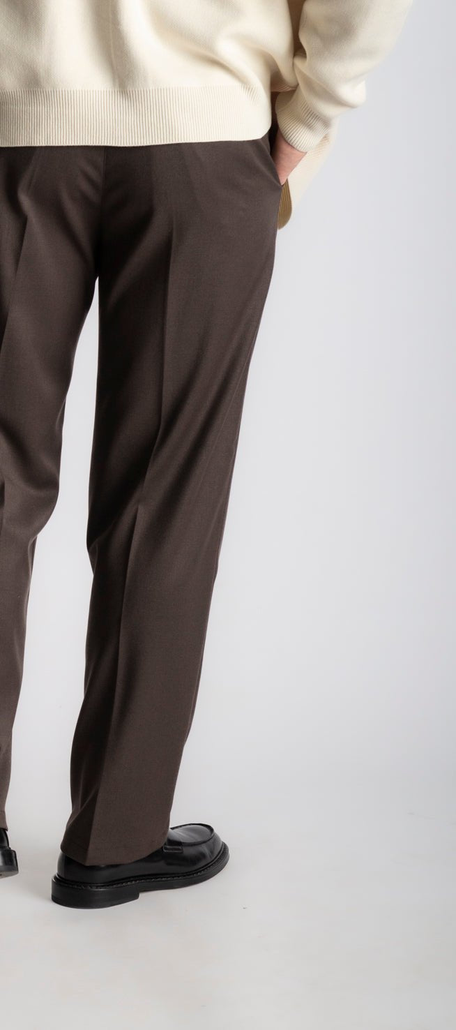 Pantalone Classico Vita Alta Fondo Ampio Marrone - SEASON LAB