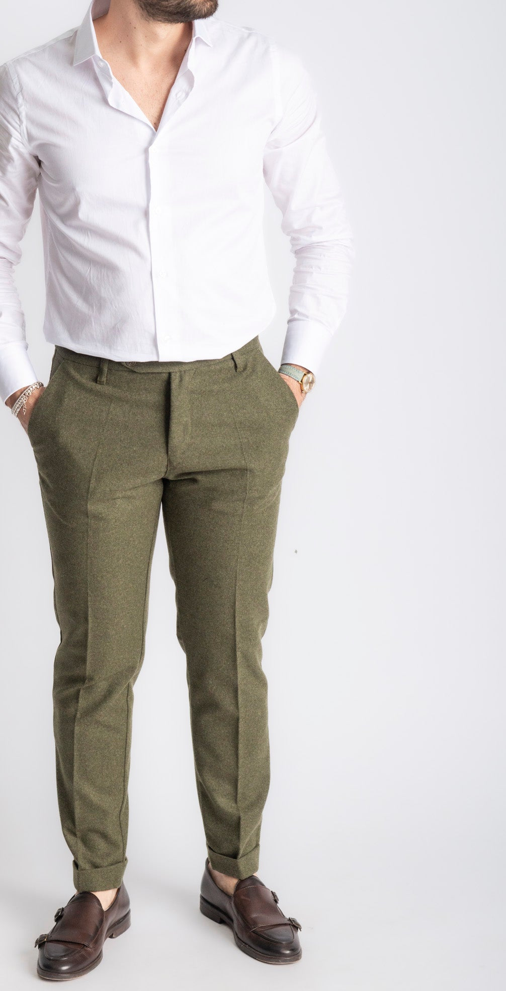 Pantalone Uomo Tennessee In Lana Verde Bosco - SEASON LAB