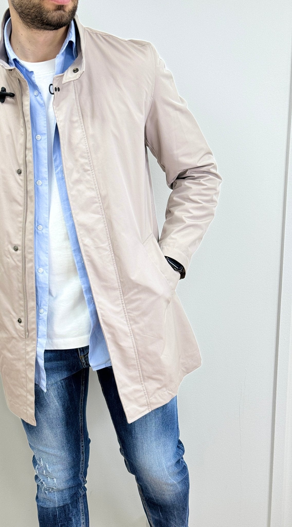 Trench Uomo Con Ciappe Beige - SEASON LAB