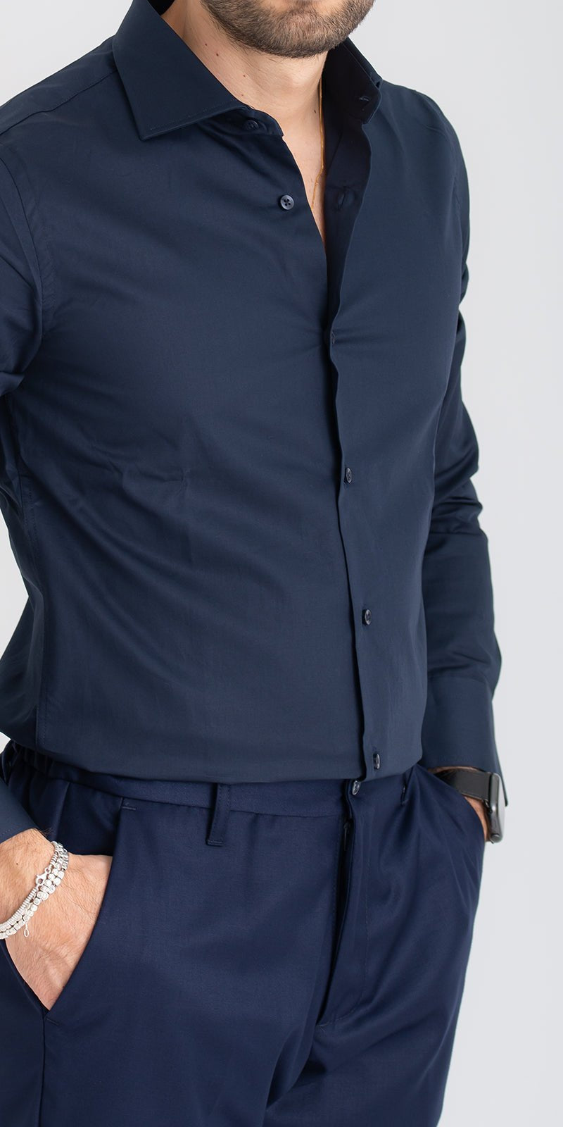 Camicia Uomo Tinta Unita Blu Scuro - SEASON LAB