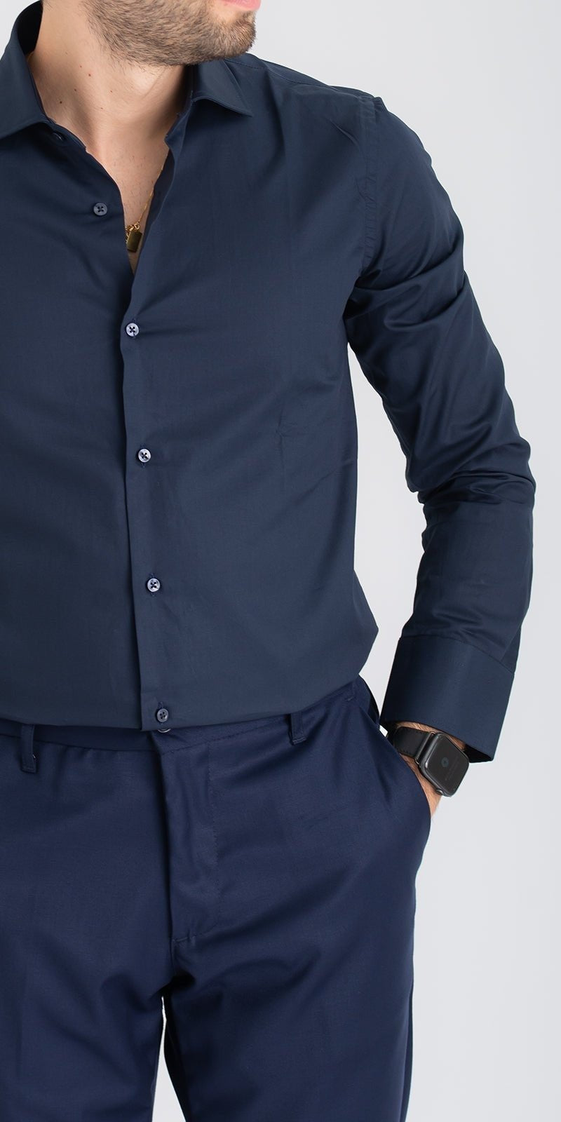 Camicia Uomo Tinta Unita Blu Scuro - SEASON LAB