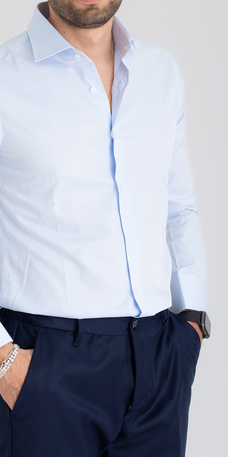 Camicia Uomo Tinta Unita Celeste - SEASON LAB