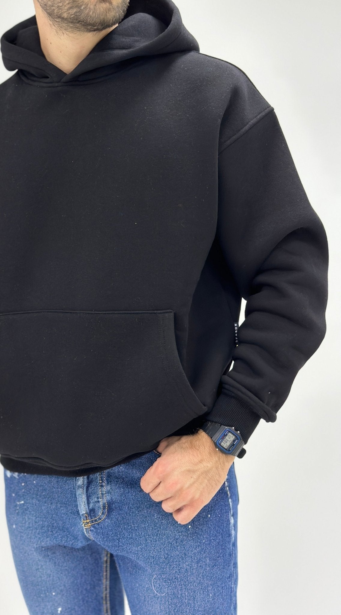 Felpa Uomo con Cappuccio Nera - SEASON LAB