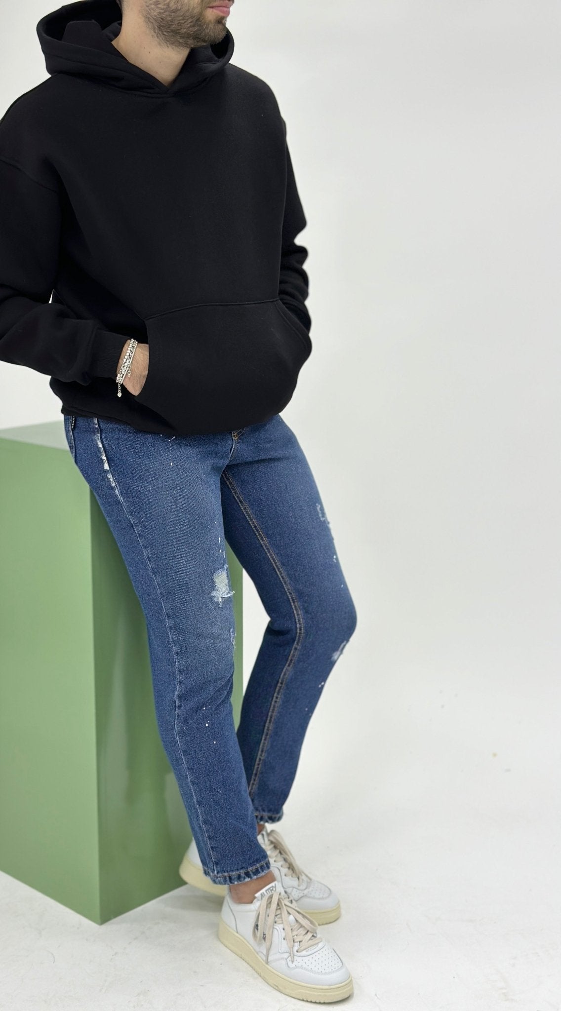 Felpa Uomo con Cappuccio Nera - SEASON LAB