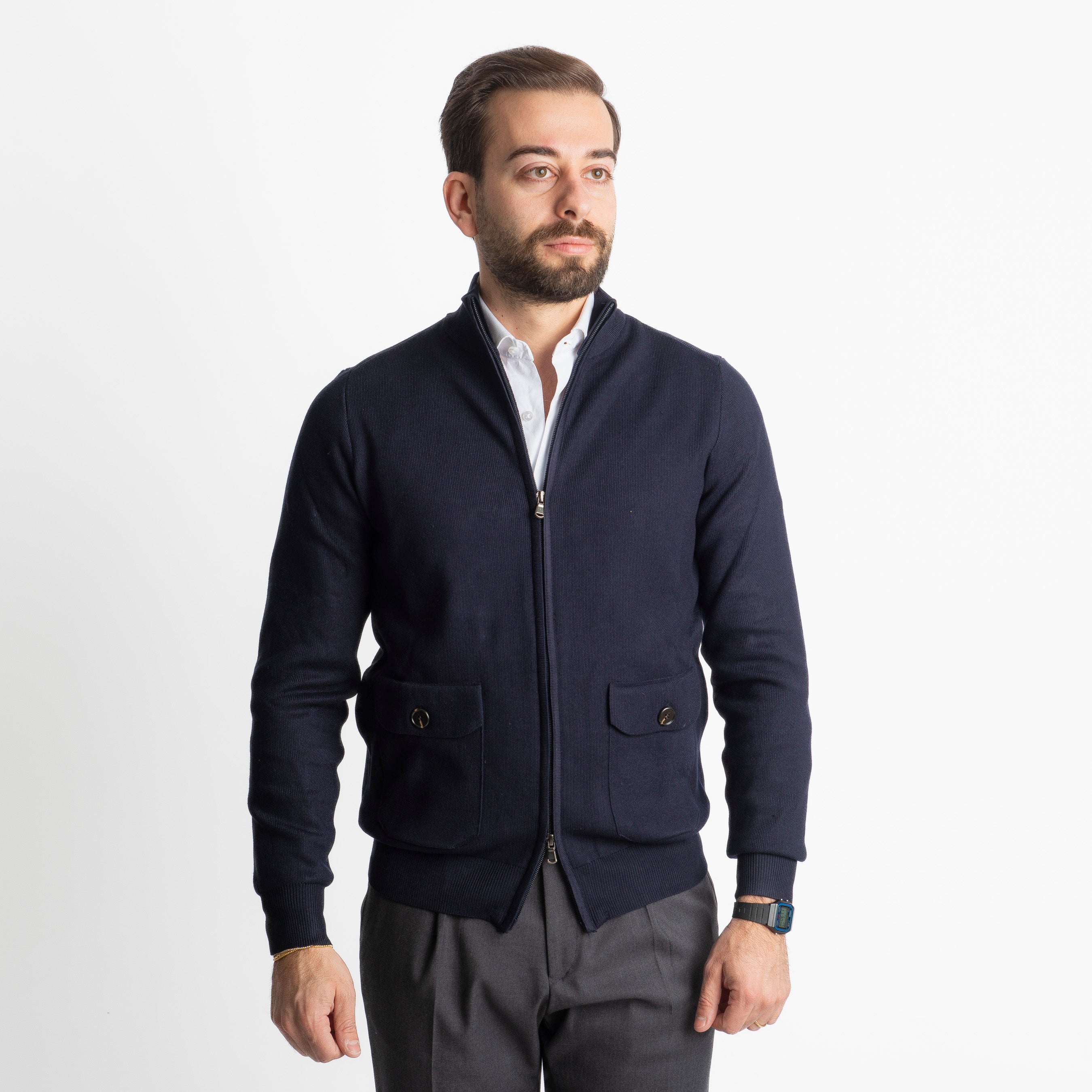 Cardigan Con Zip 251167 Blu