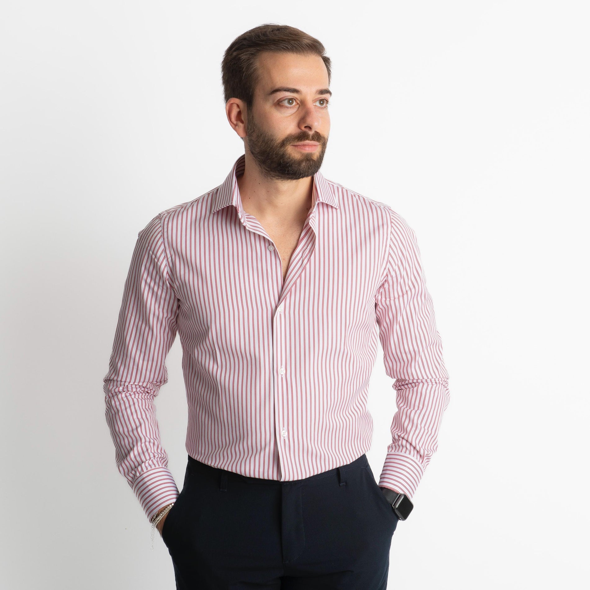 Camicia Old Money 4231 Riga Bordeux