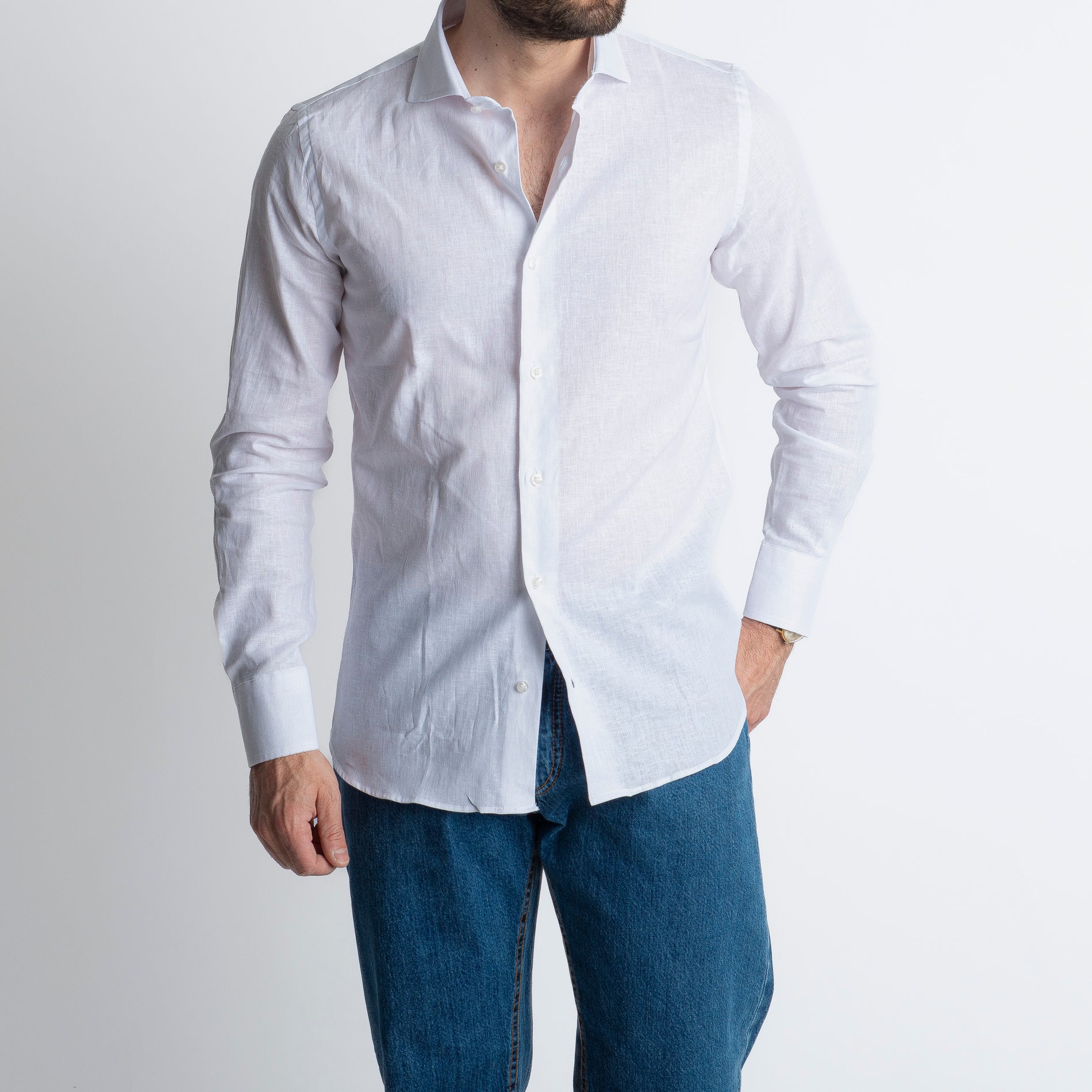Camicia in Lino Bianco