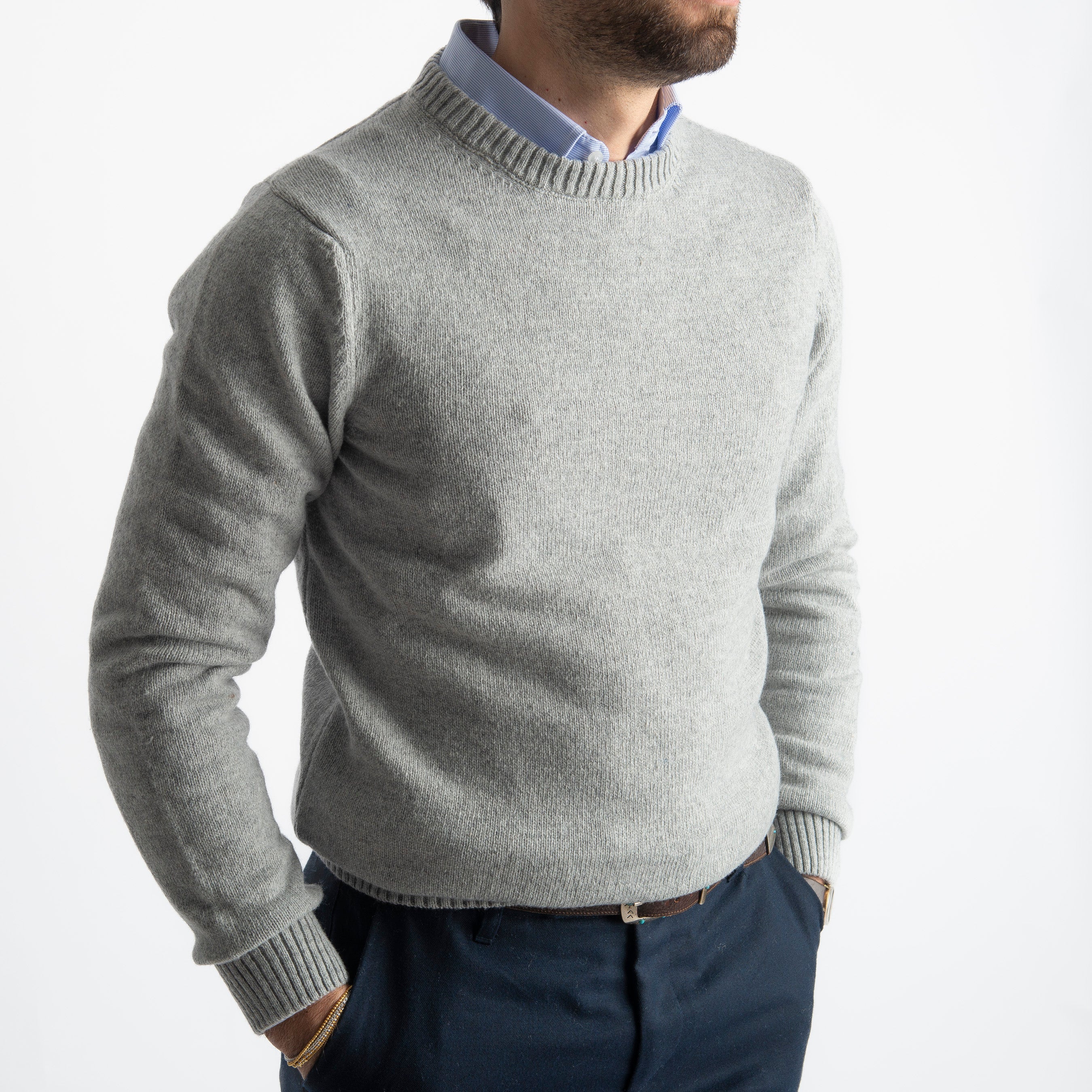 Maglione Girocollo Cortina In Lana Grigio