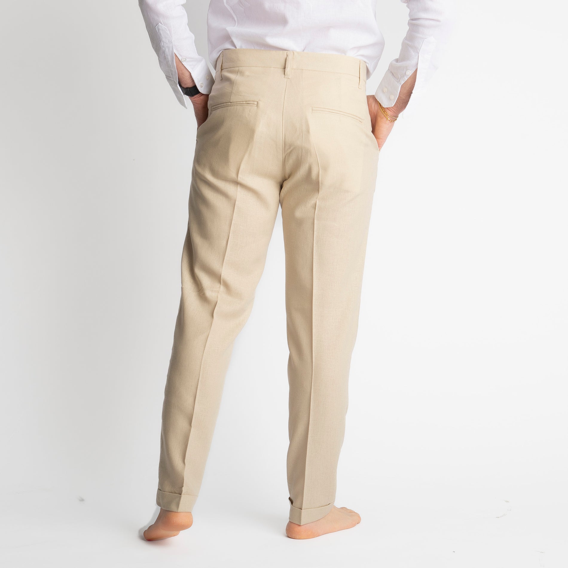 Pantalone TO8008 Miller in Lino Beige