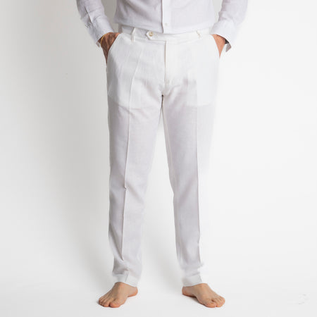 Pantalone TO8008 Miller in Lino Bianco