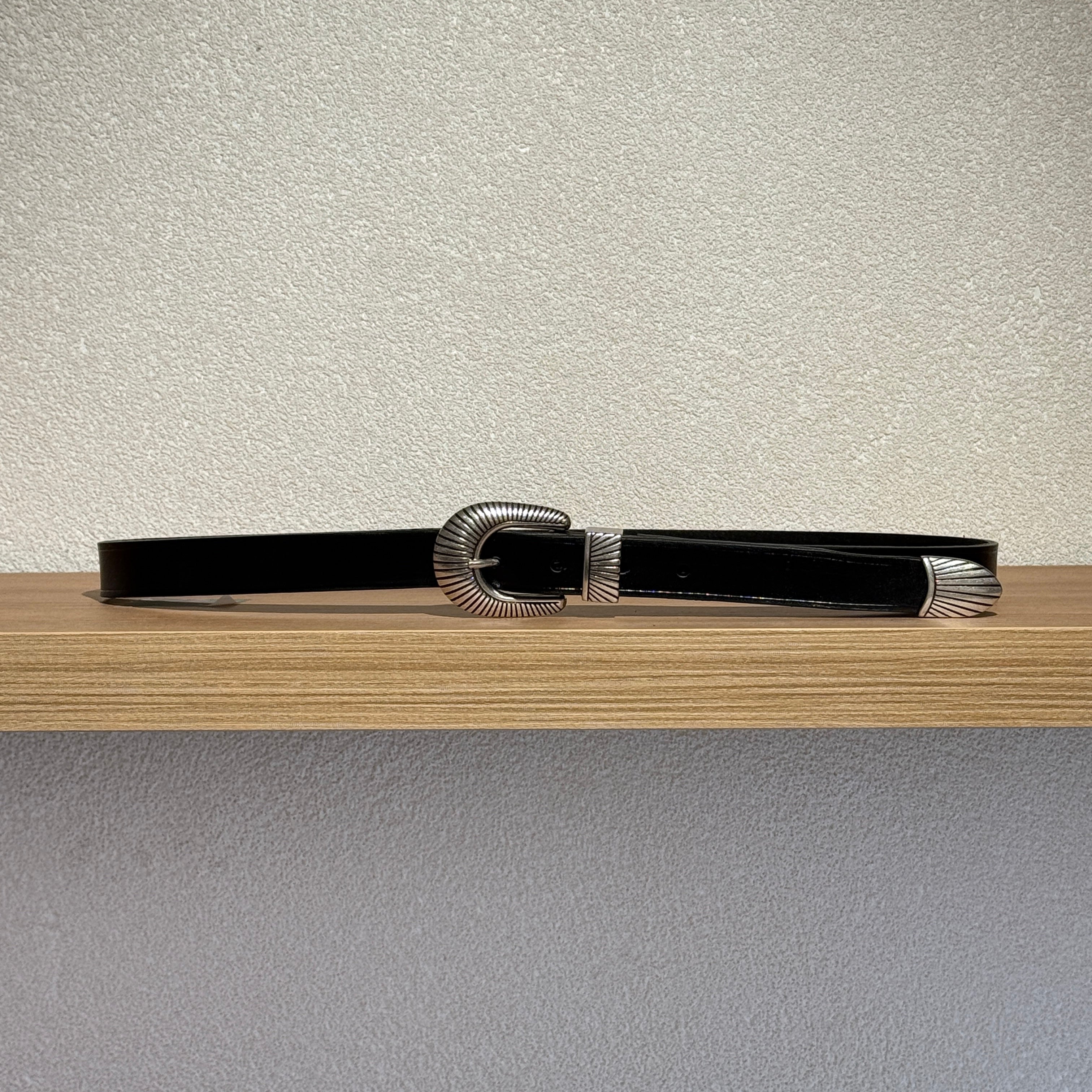 Cintura Texana in Cuoio Trittico Nero