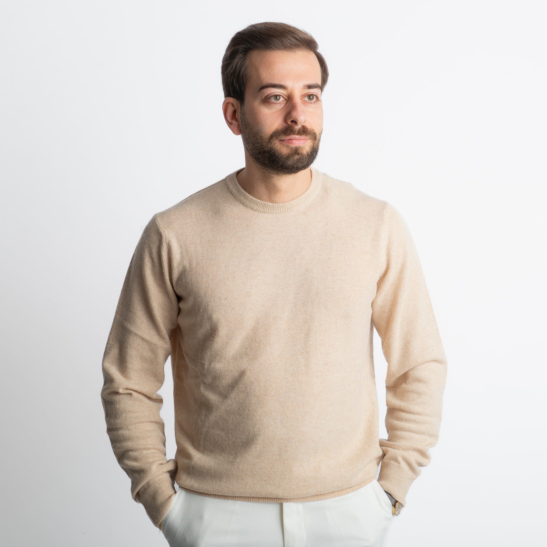 Maglioncino Misto Cashmere Sabbia