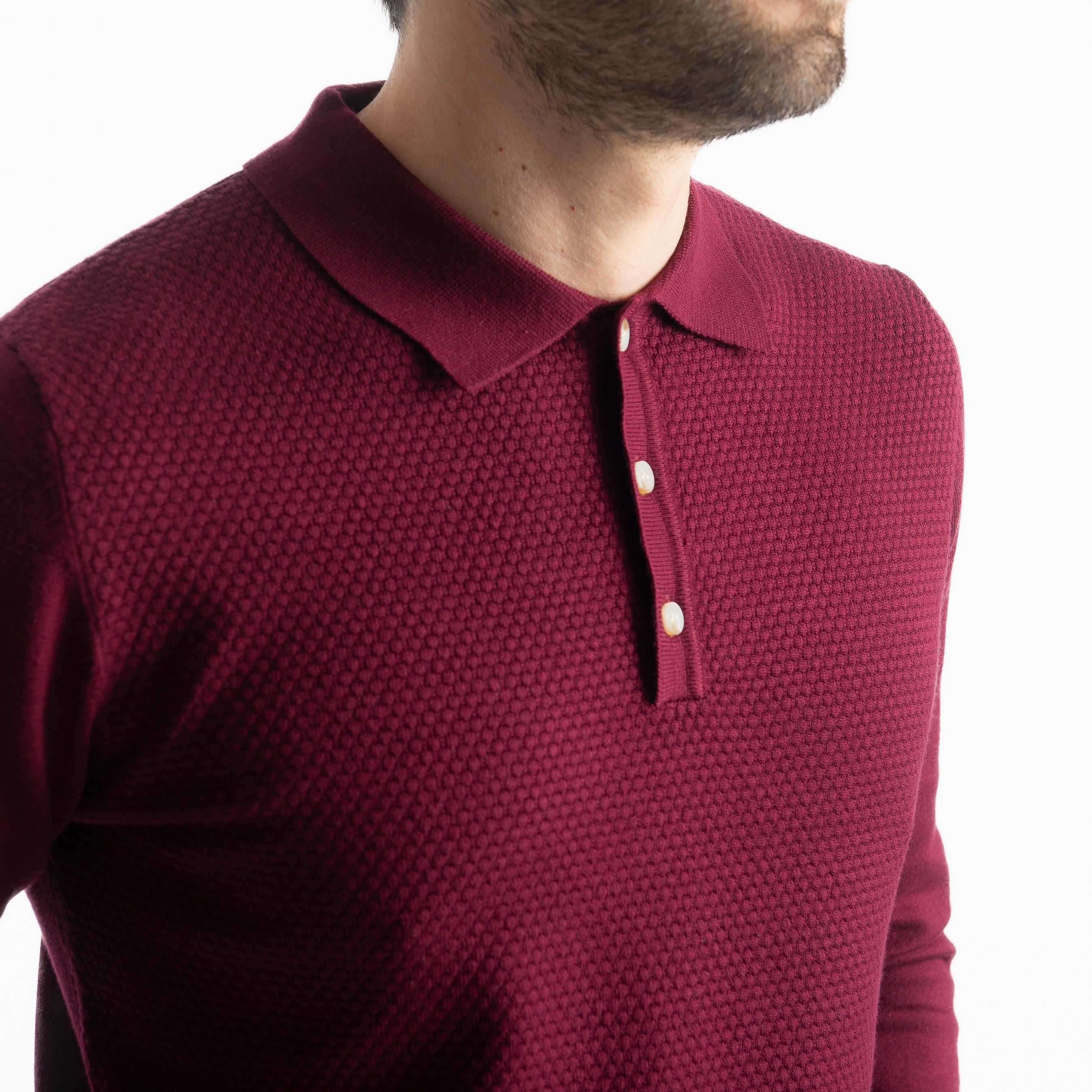 Polo in Maglia M933 Bordeaux