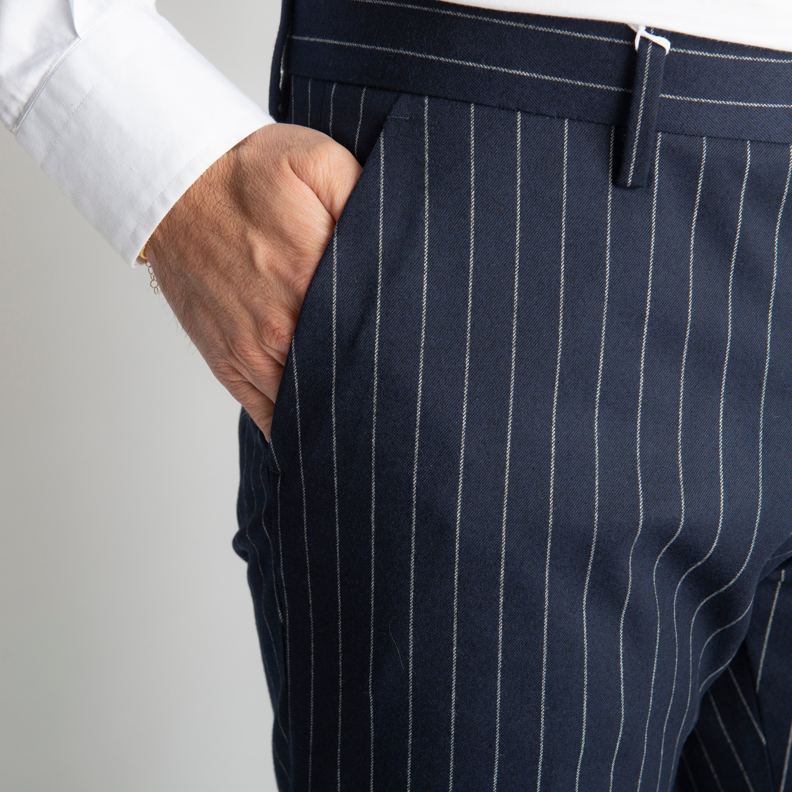 Pantalone wall street TO8011 Wool Gessato Blu