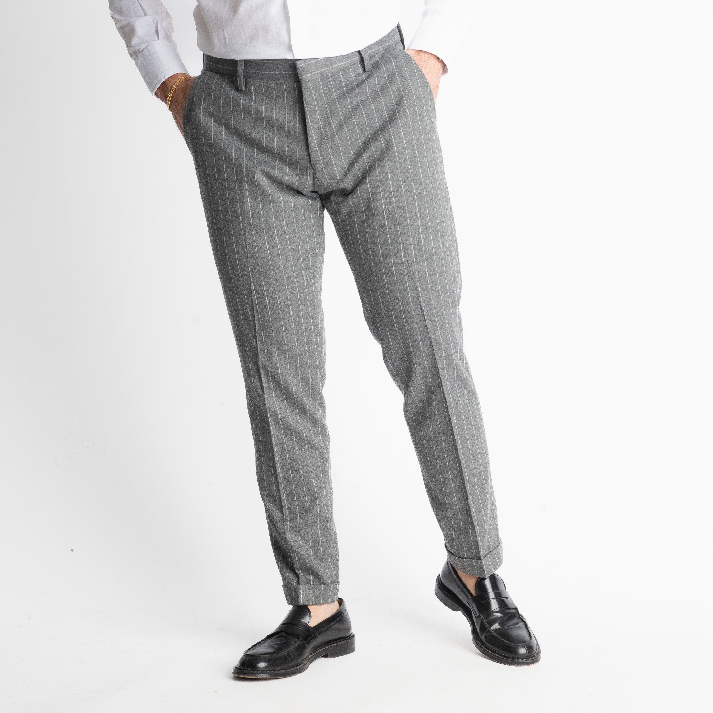 Pantalone wall street TO8011 Wool Gessato Grigio