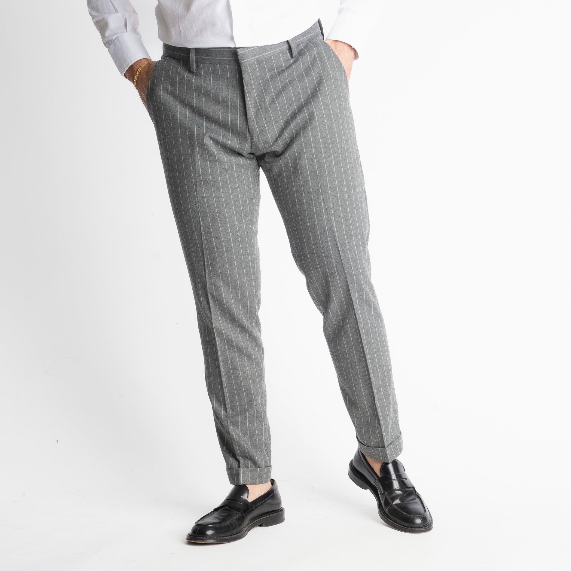 Pantalone TO8011 Wool Gessato Grigio