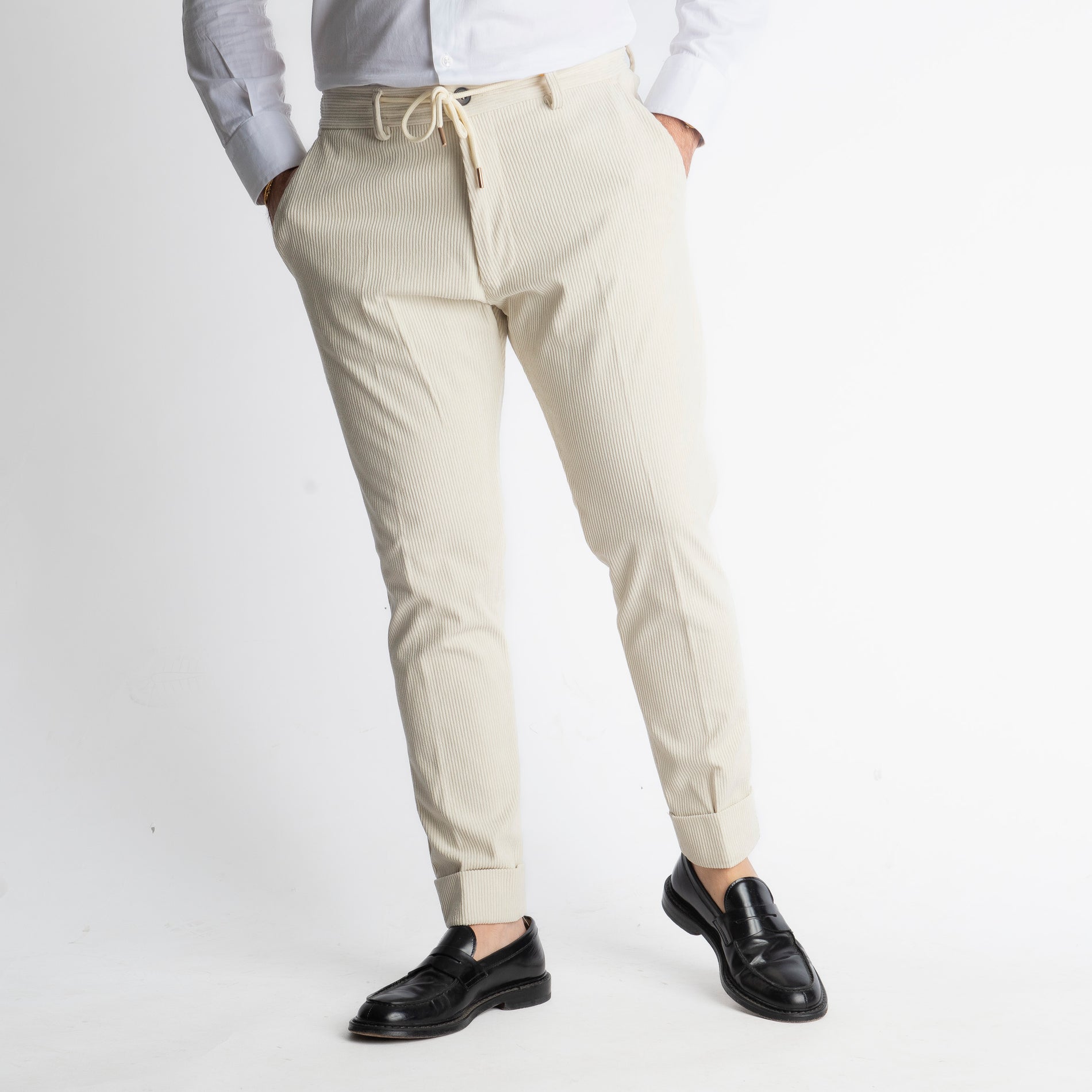 Pantalone Ischia Velluto a Coste Panna