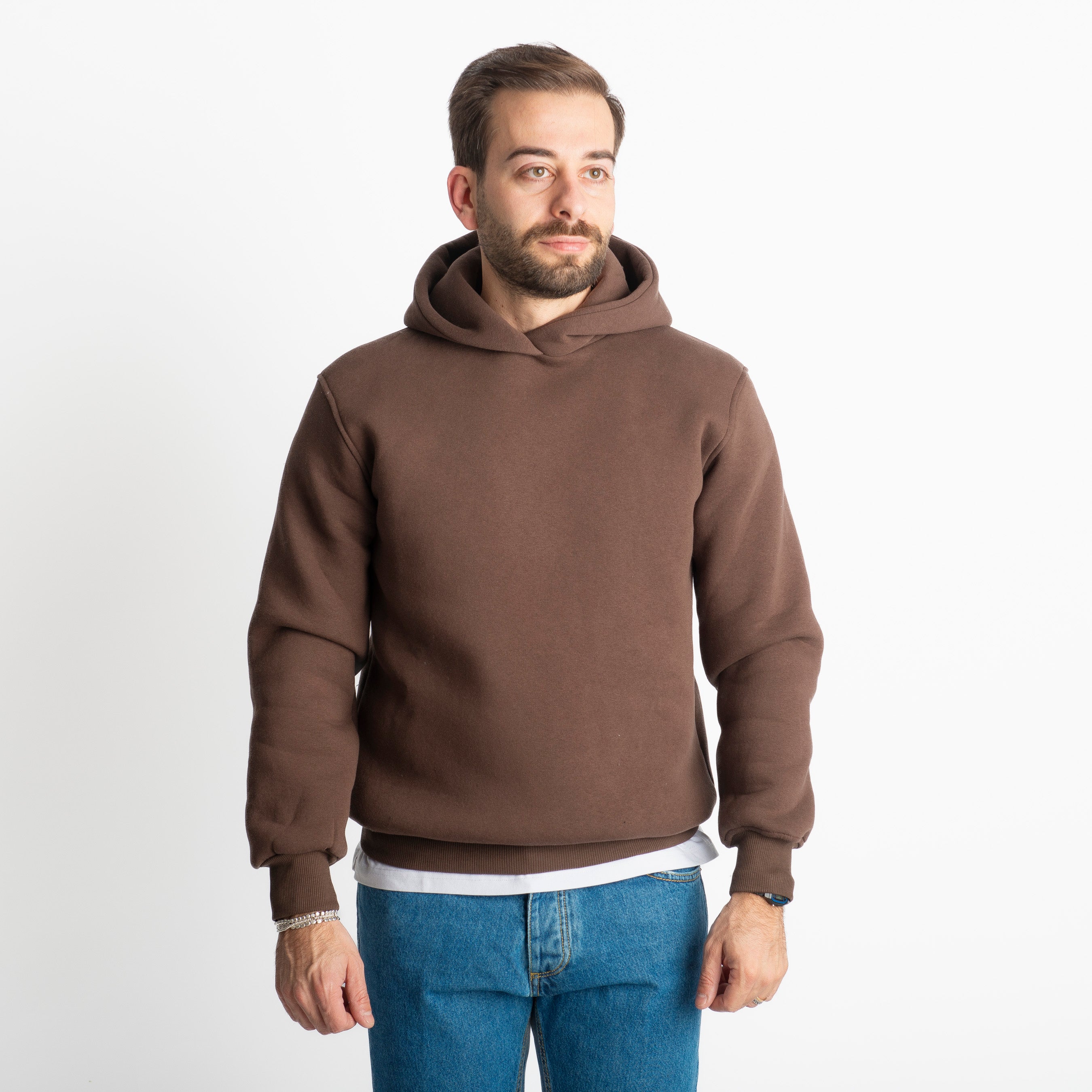 Felpa Uomo Con Cappuccio 0310 Marrone