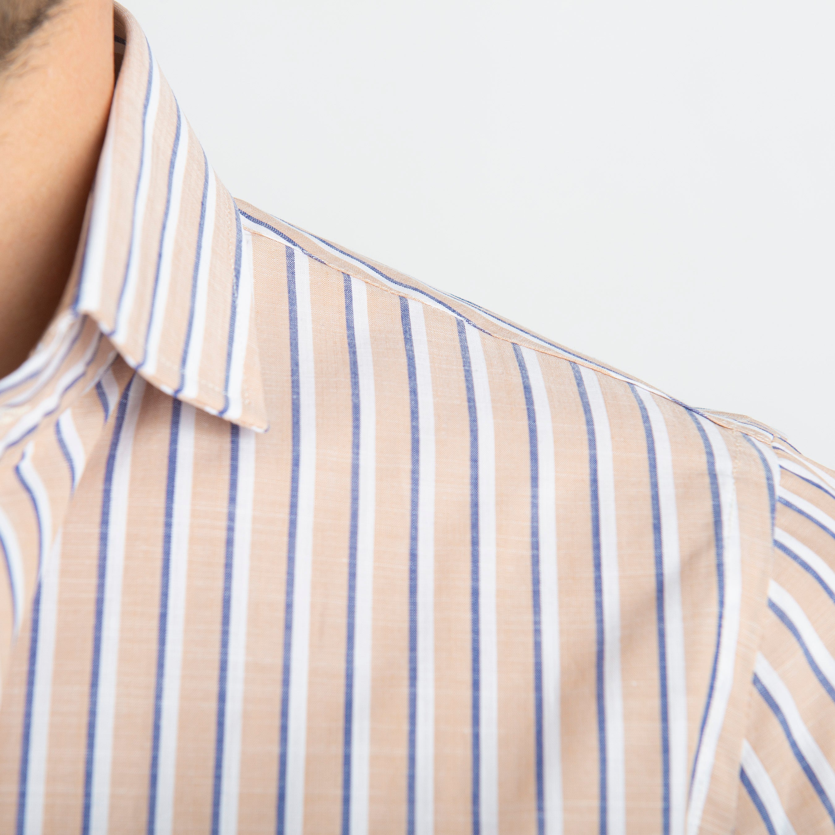 Camicia Fondo Beige Rigo Blu/Bianco