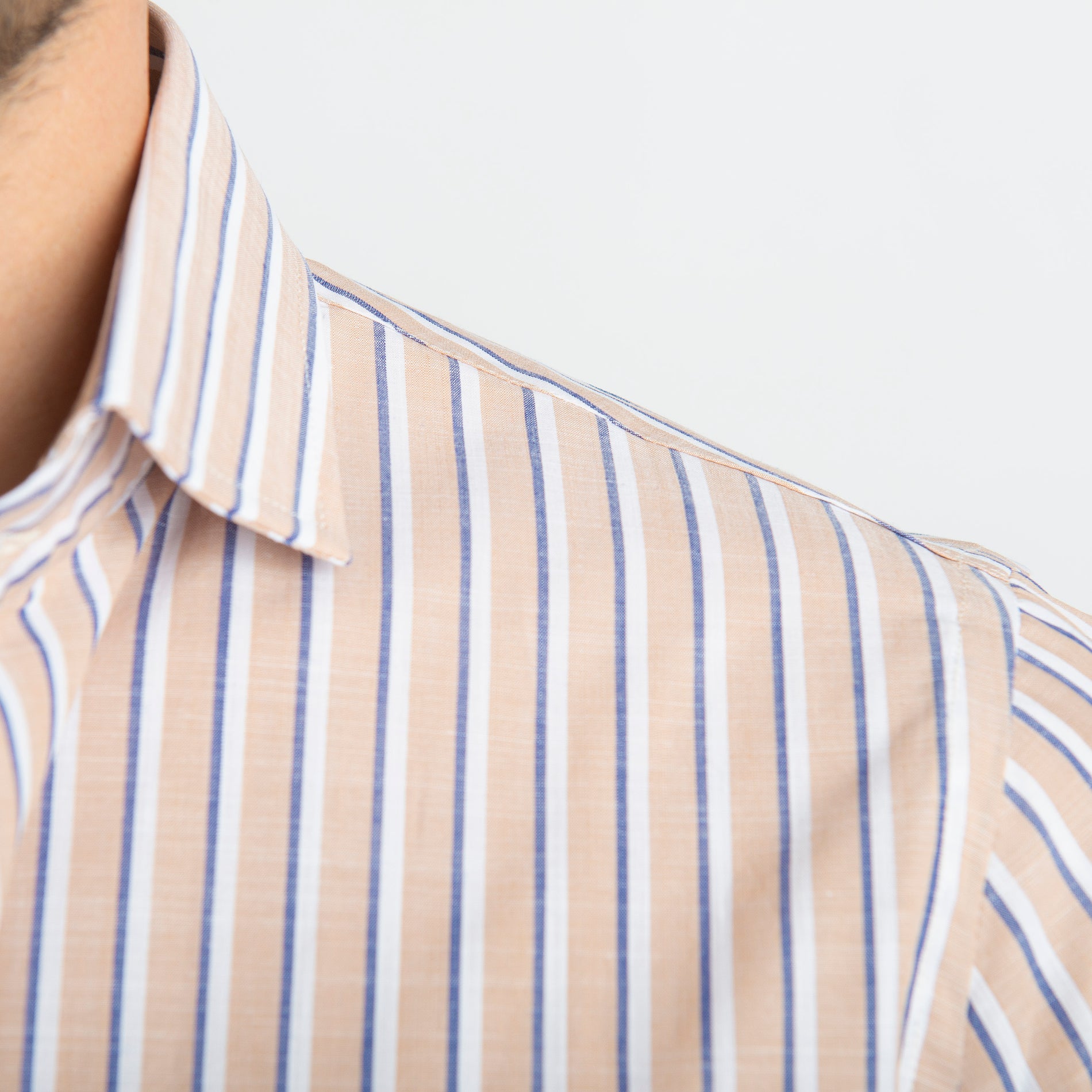 Camicia Fondo Beige Rigo Blu/Bianco