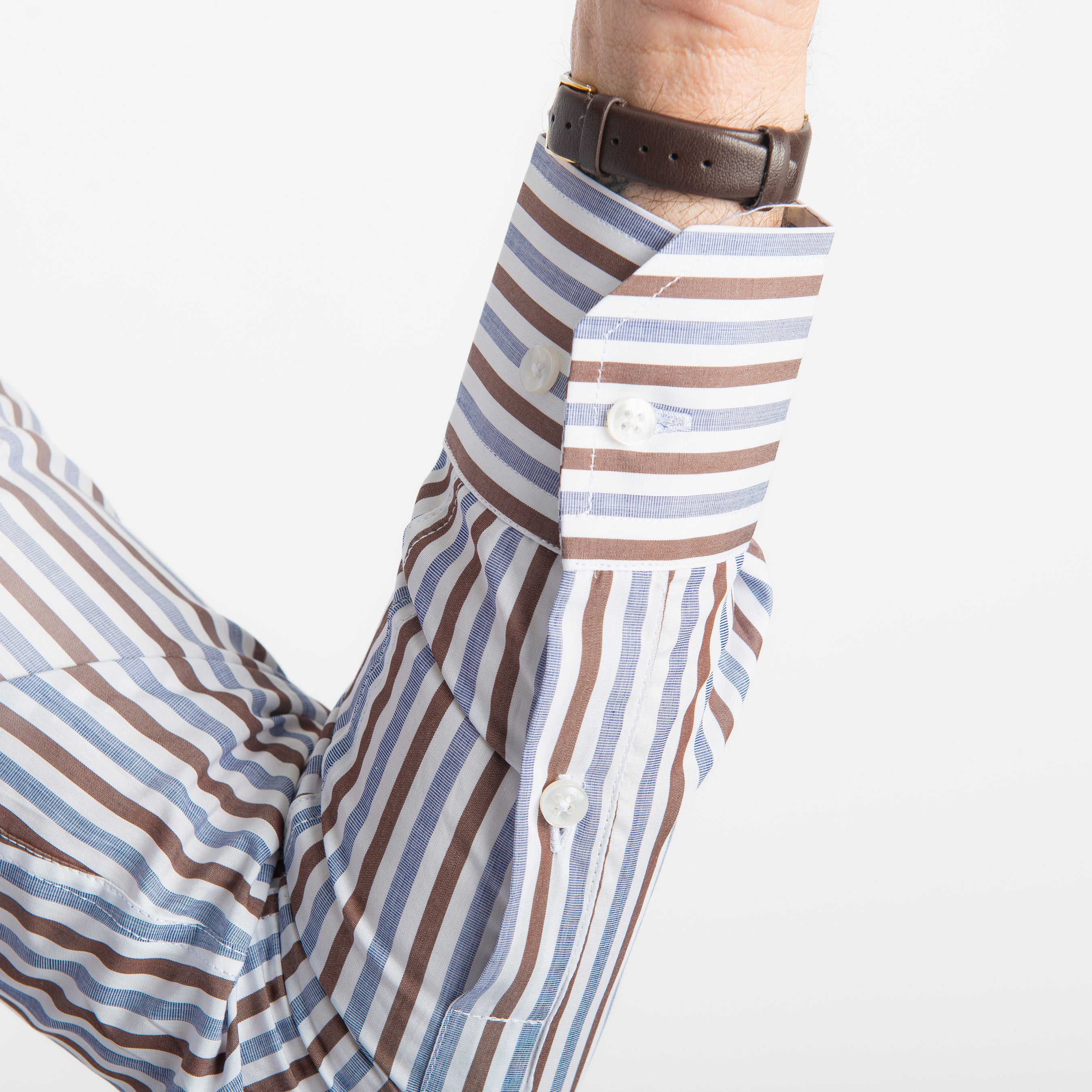 Camicia Rigata Blu/Marrone