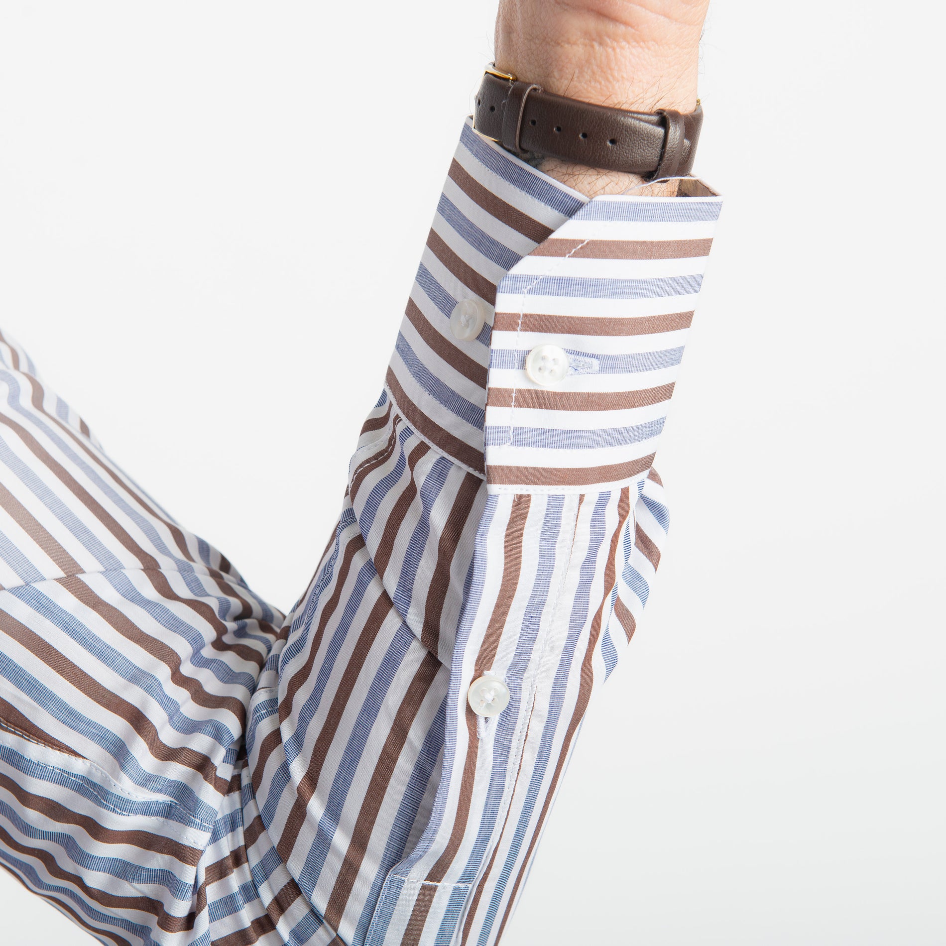 Camicia Rigata Blu/Marrone