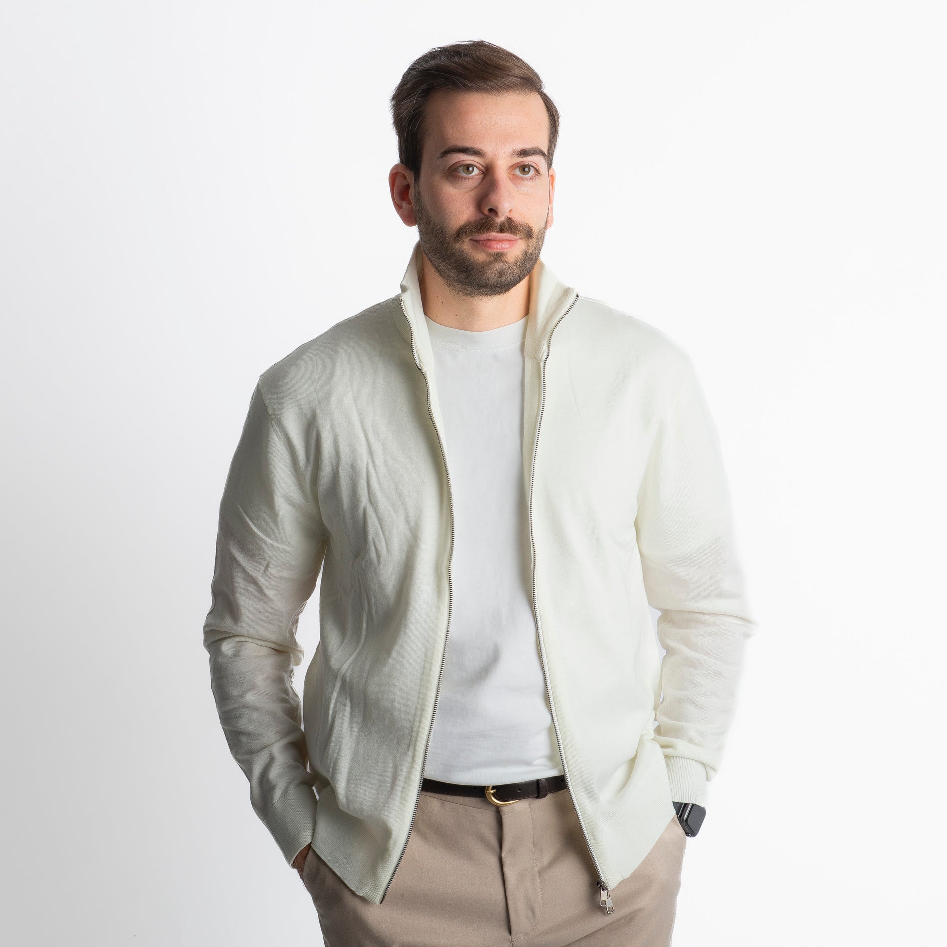 Cardigan Full Zip IT007 Panna