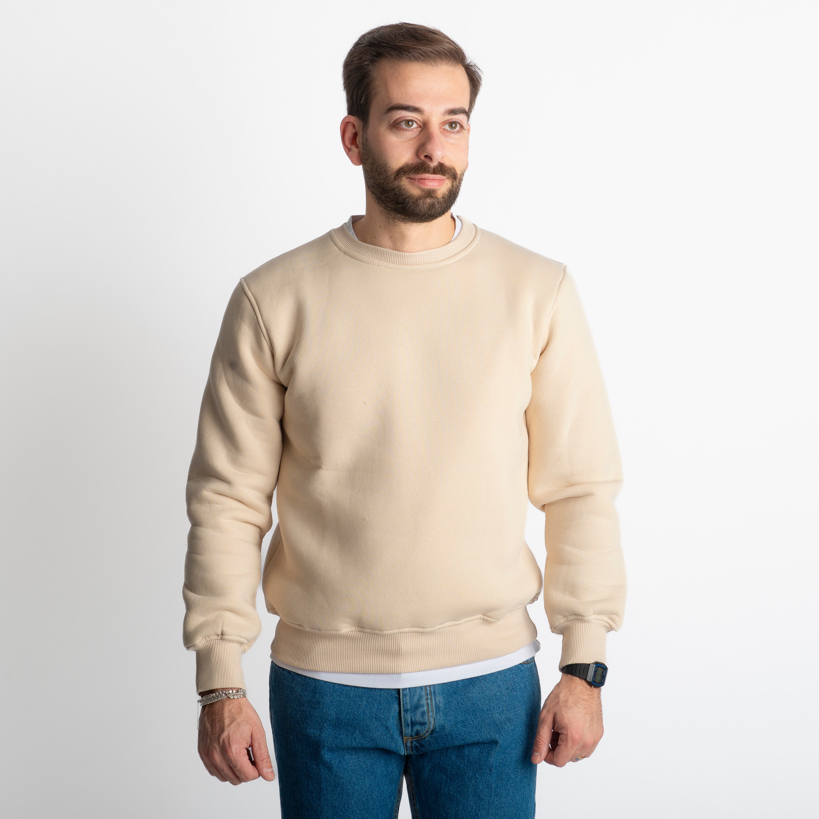 Felpa Uomo Girocollo 0310 Beige
