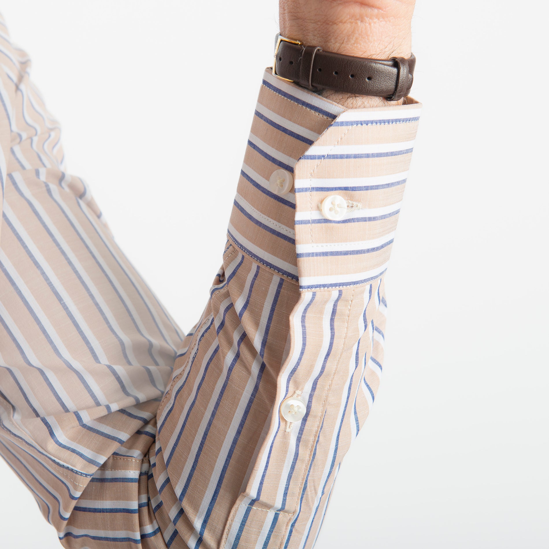 Camicia Fondo Beige Rigo Blu/Bianco