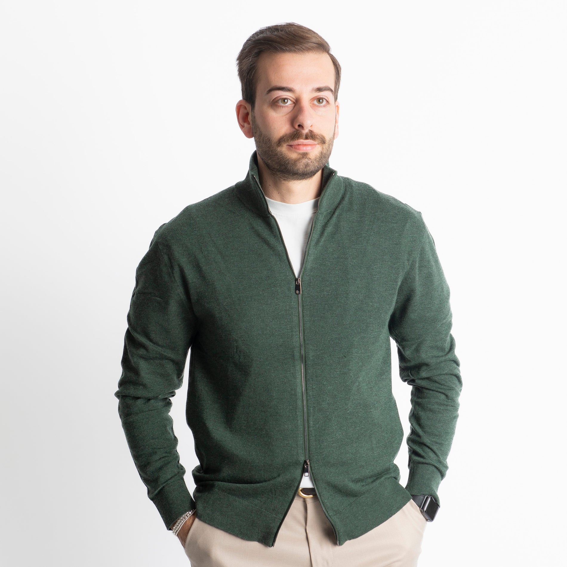 Cardigan Full Zip IT007 Verde