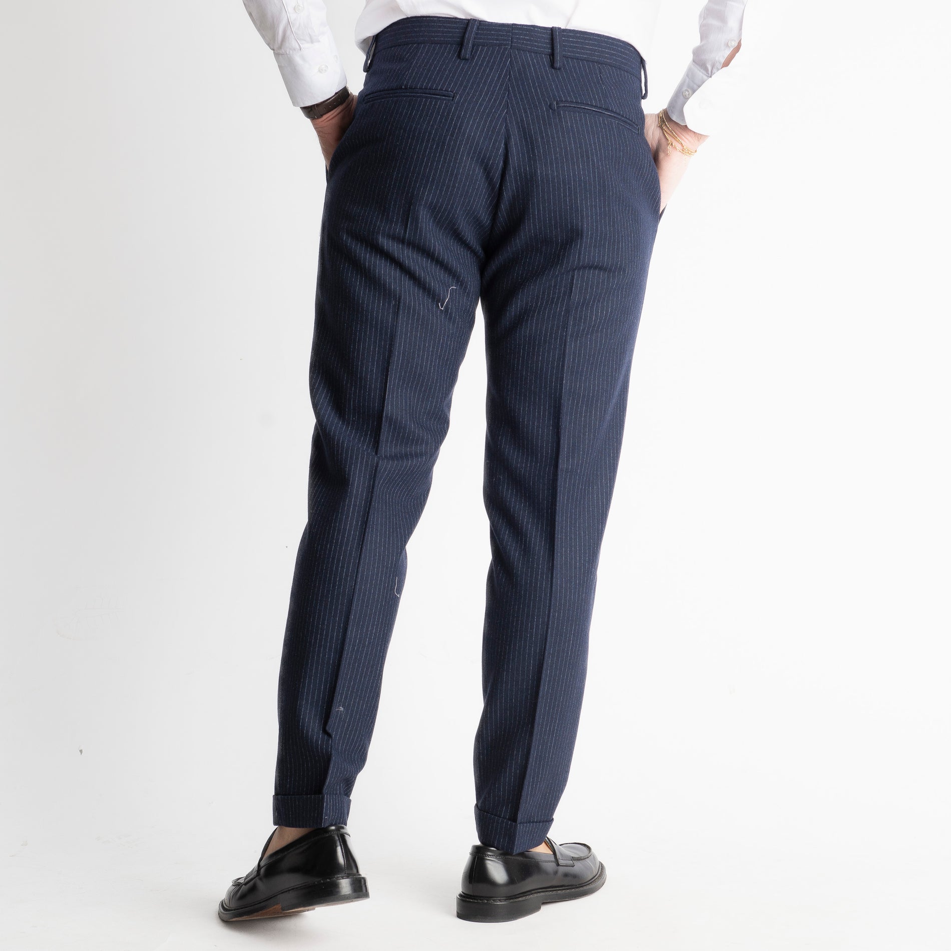 Pantalone TO8011 Wool Rigato Blu