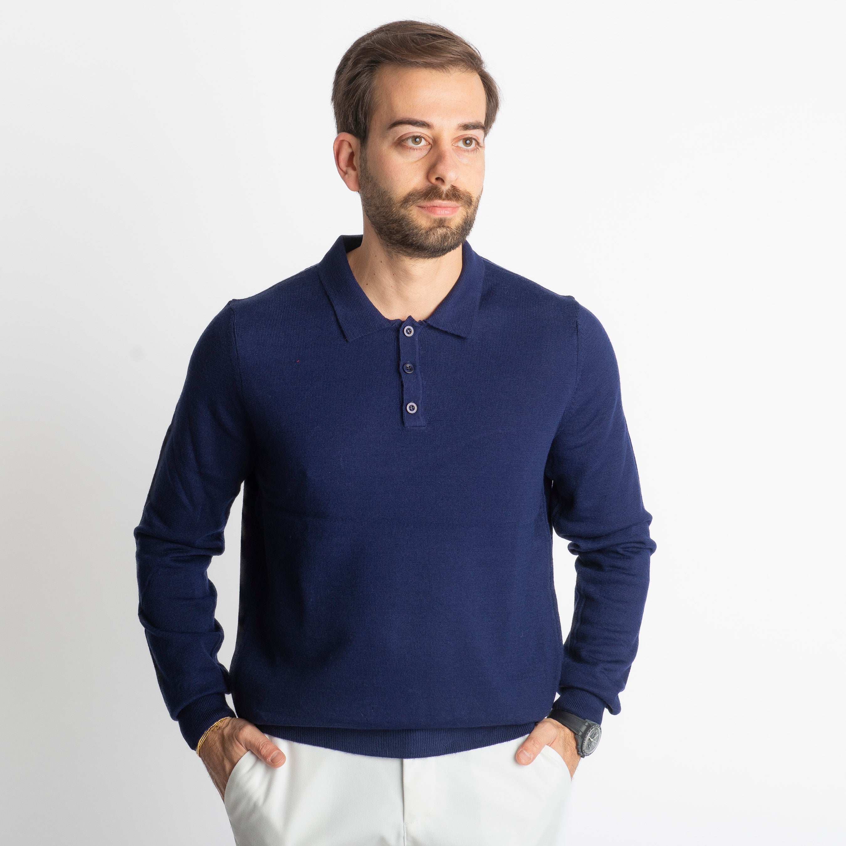 Polo Lana Merinos Blu