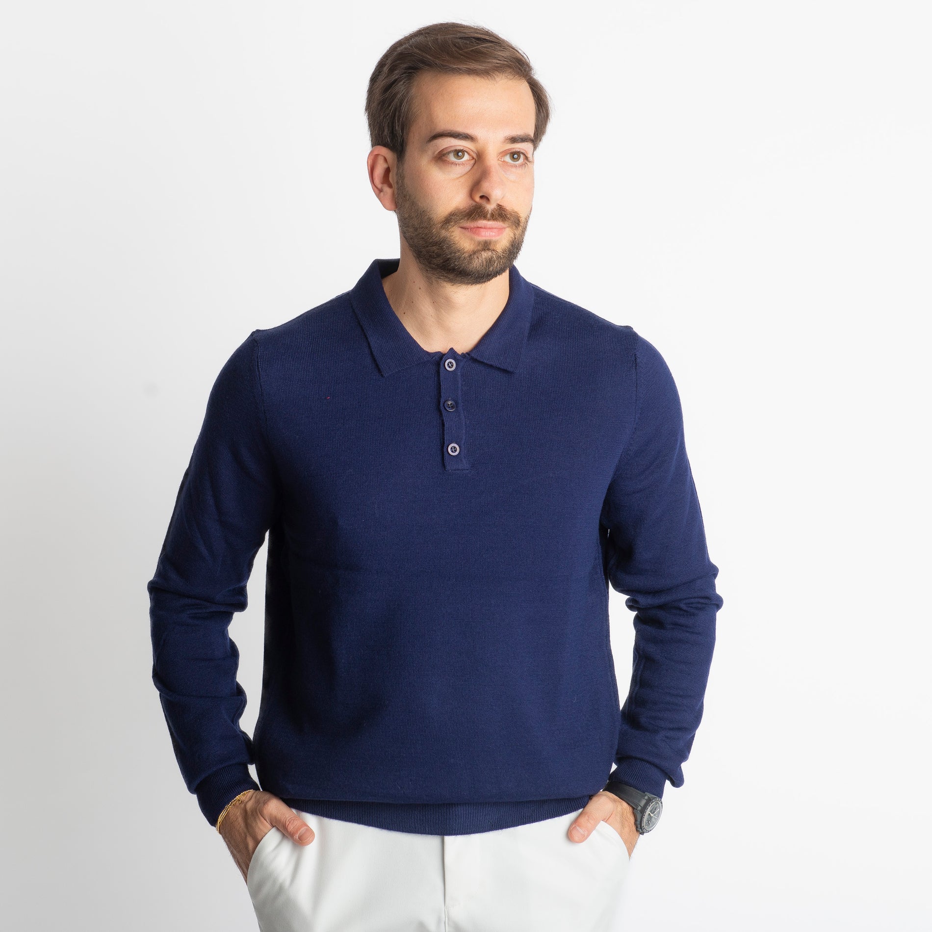 Polo Lana Merinos Blu