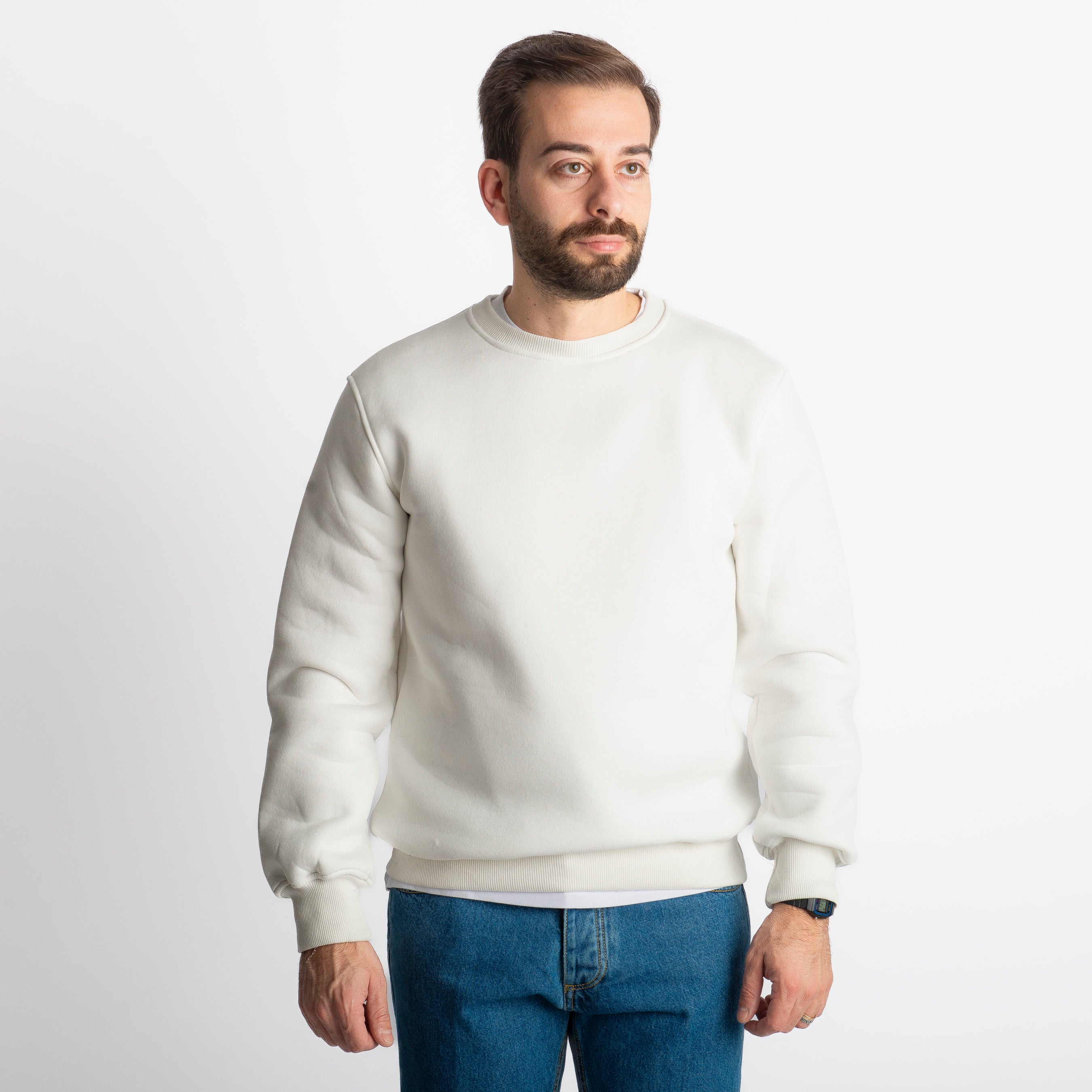 Felpa Uomo Girocollo 0310 Bianca