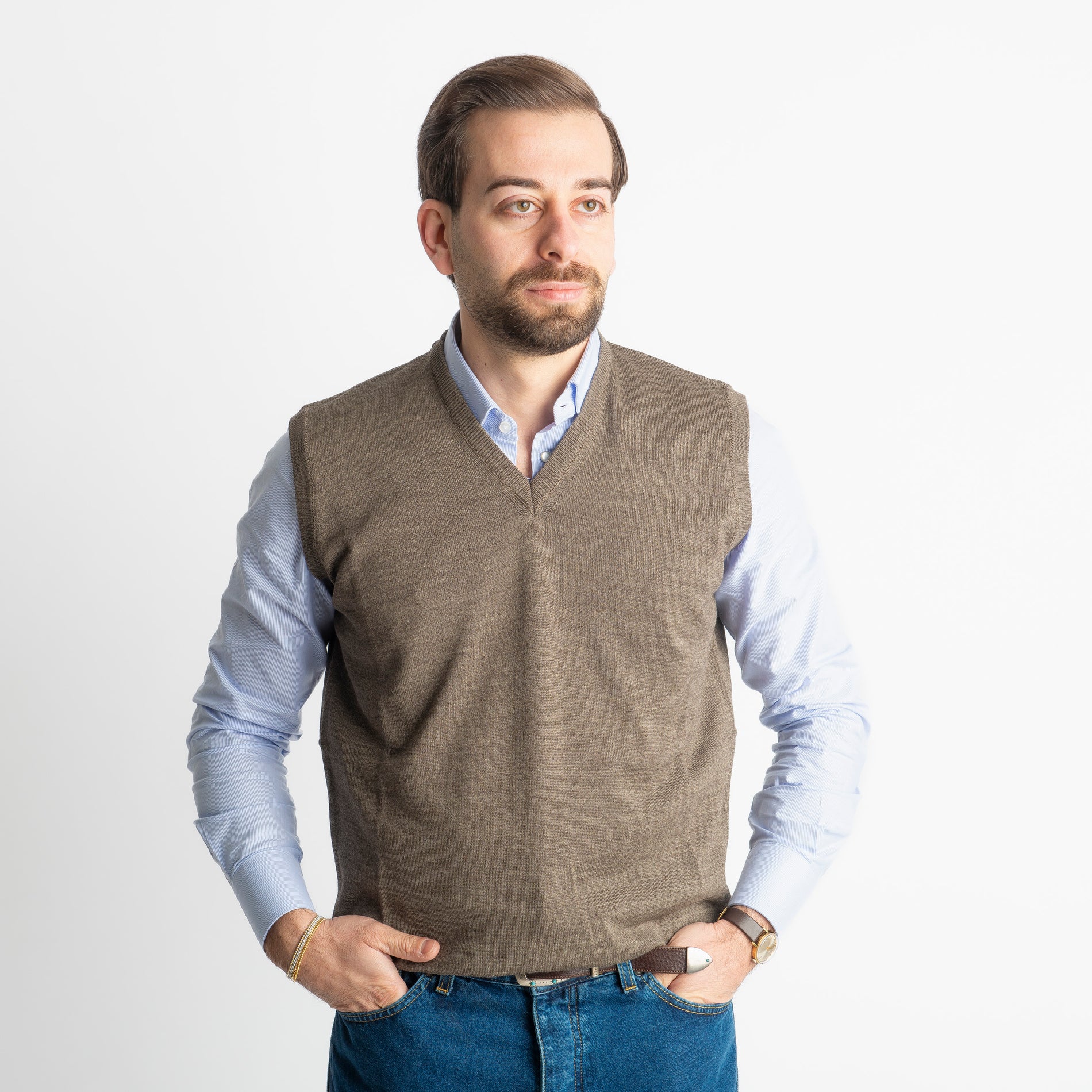 Gilet in Lana Merinos Fango