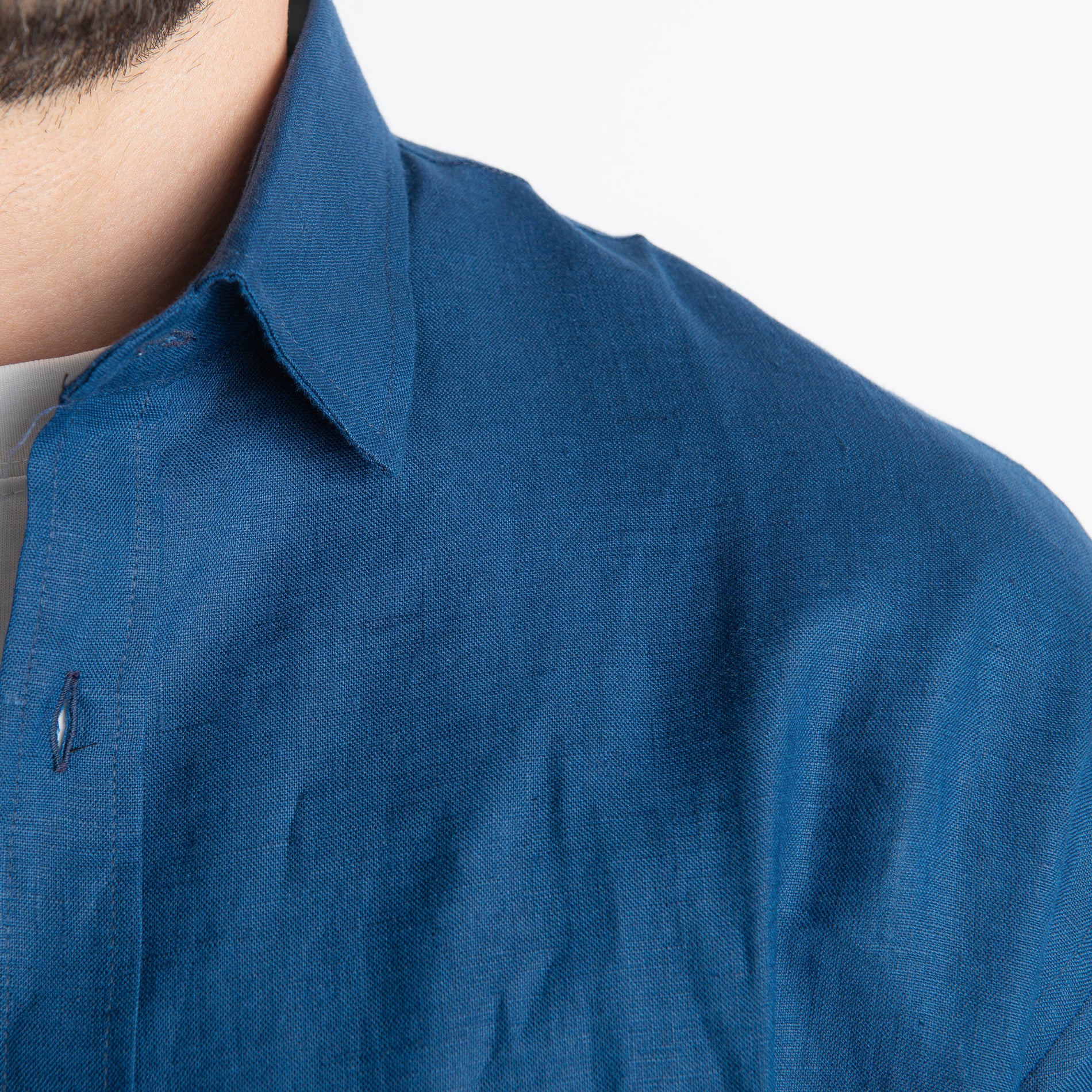 Camicia 100% Lino Irlandese Over Blu